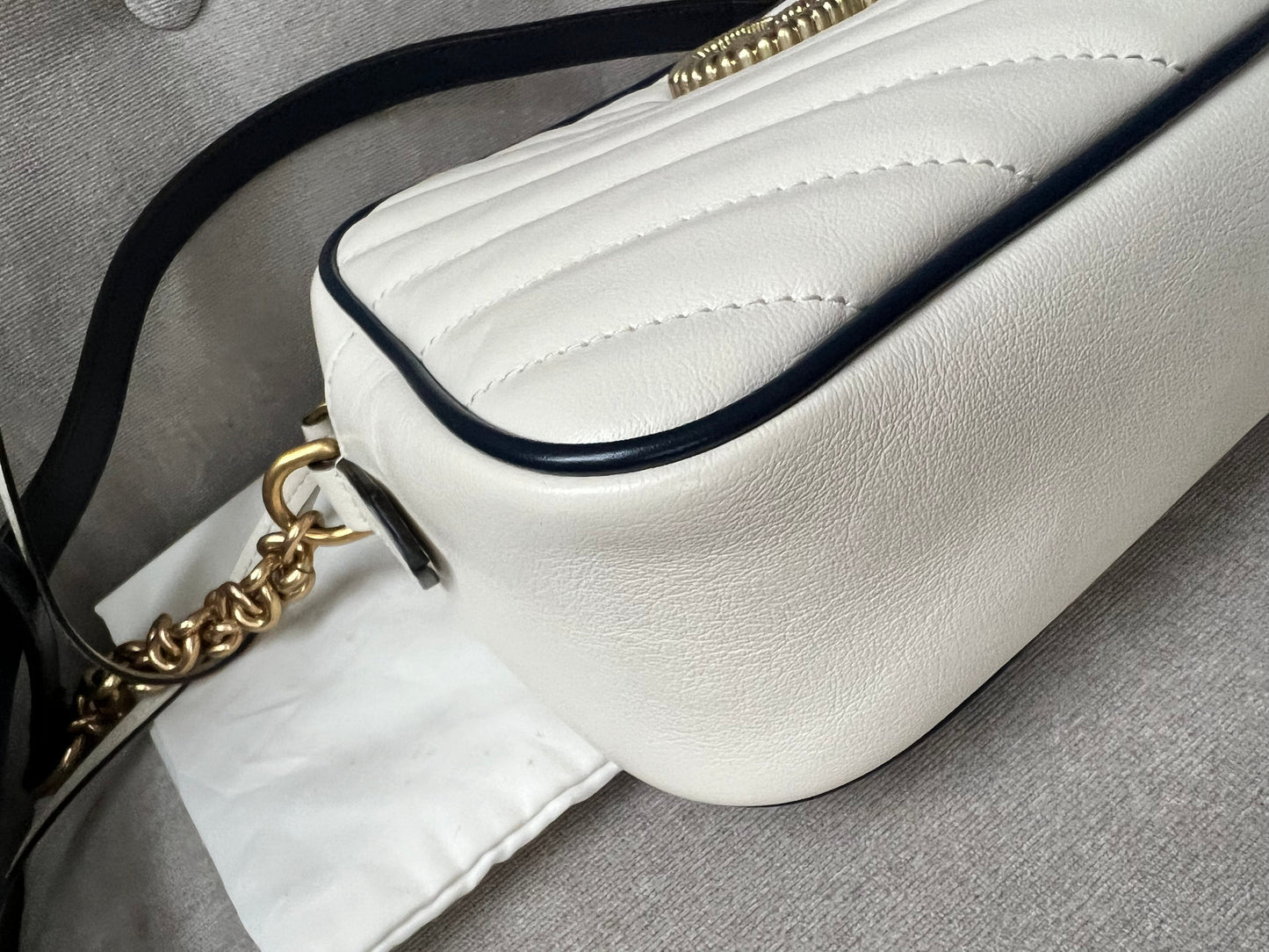 Gucci Torchon GG White Marmont Small Shoulder Bag (RRP £1180)