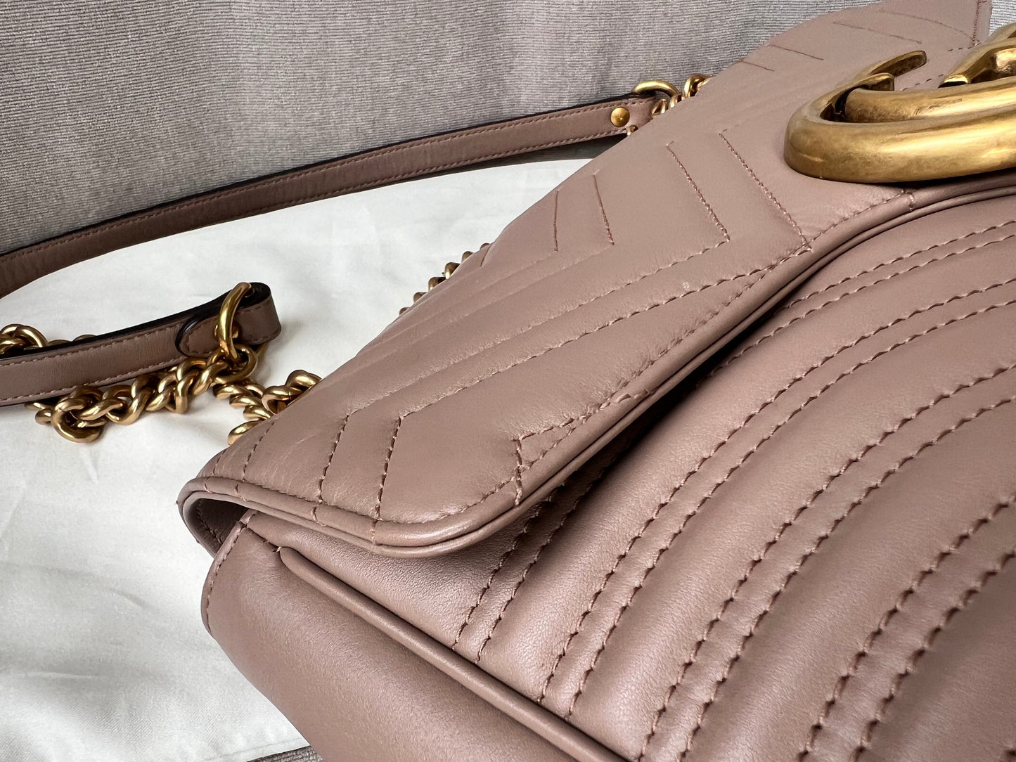 Gucci GG Dusty Pink Marmont Medium Shoulder Bag (RRP £2,340)