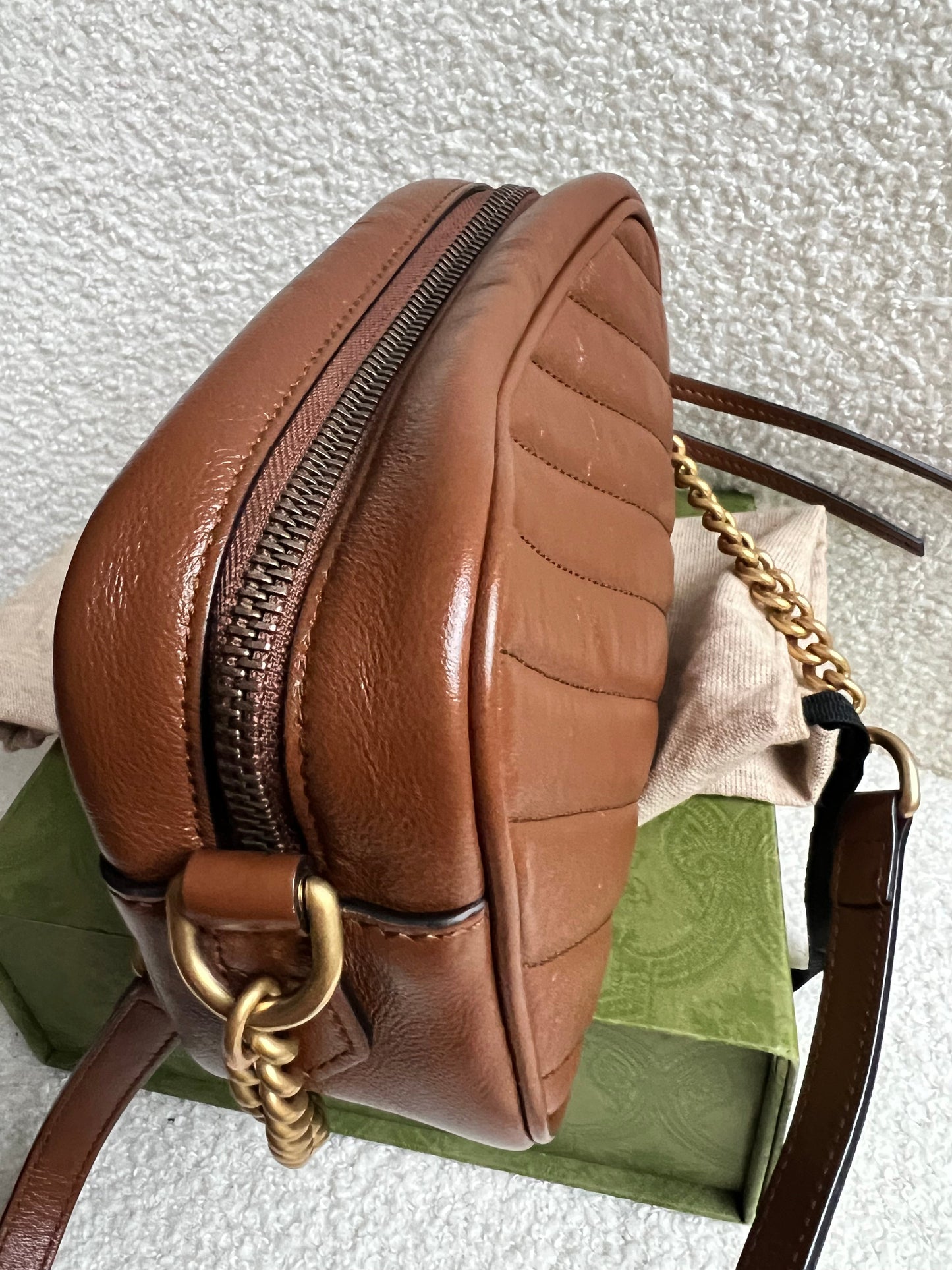 Gucci GG Brown Marmont Mini Shoulder Bag (RRP £1,360)