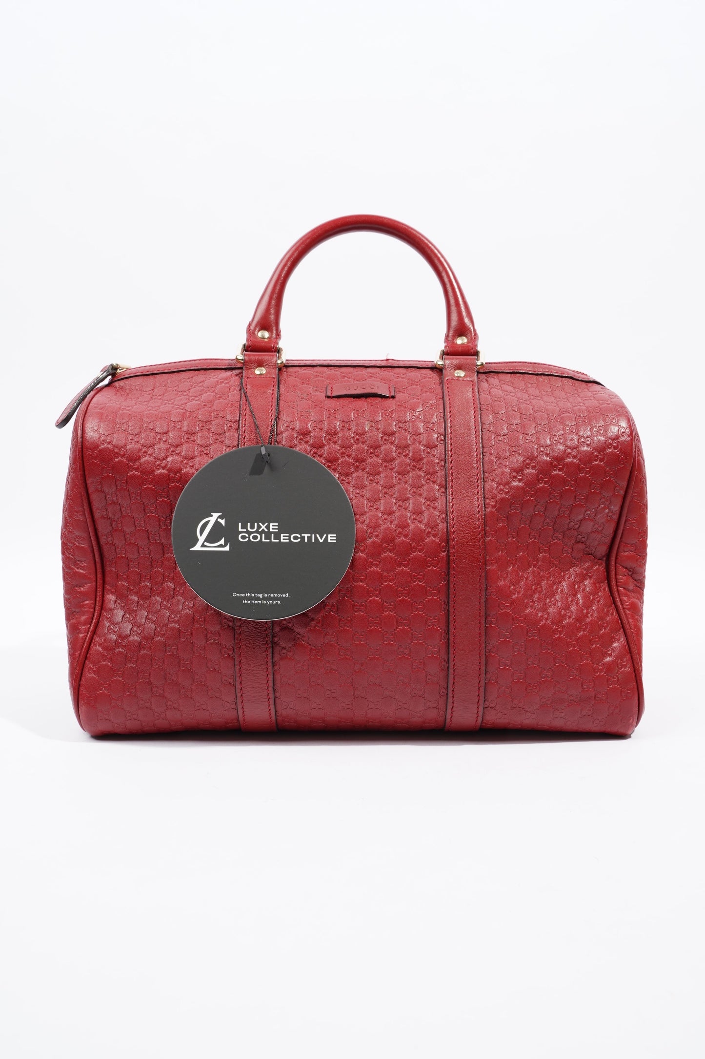 Gucci Boston Bag Red Microguccissima GG Embossed Leather