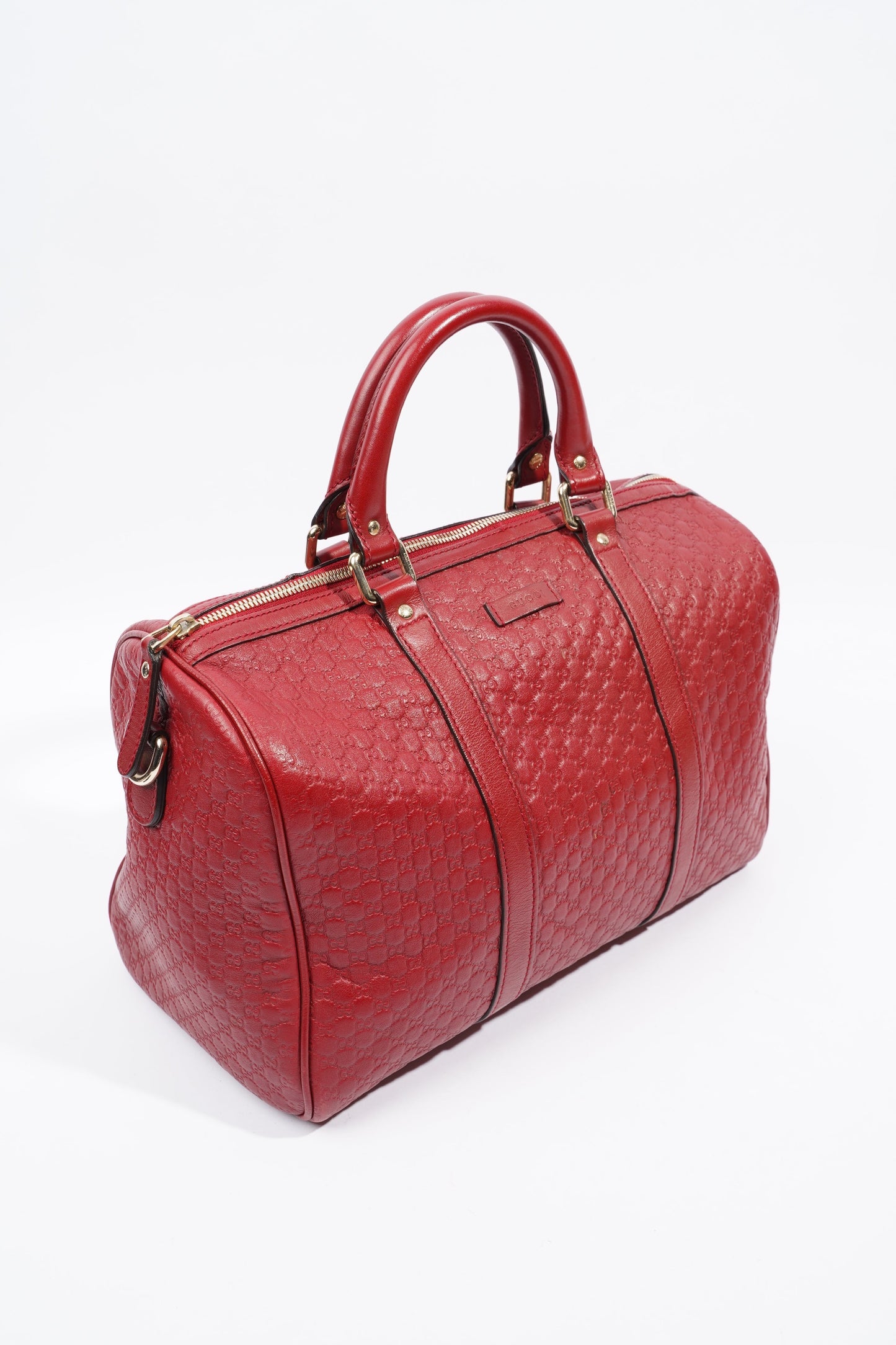 Gucci Boston Bag Red Microguccissima GG Embossed Leather