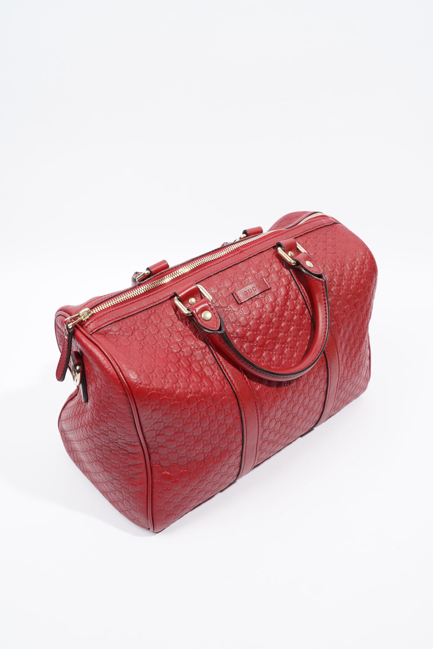 Gucci Boston Bag Red Microguccissima GG Embossed Leather
