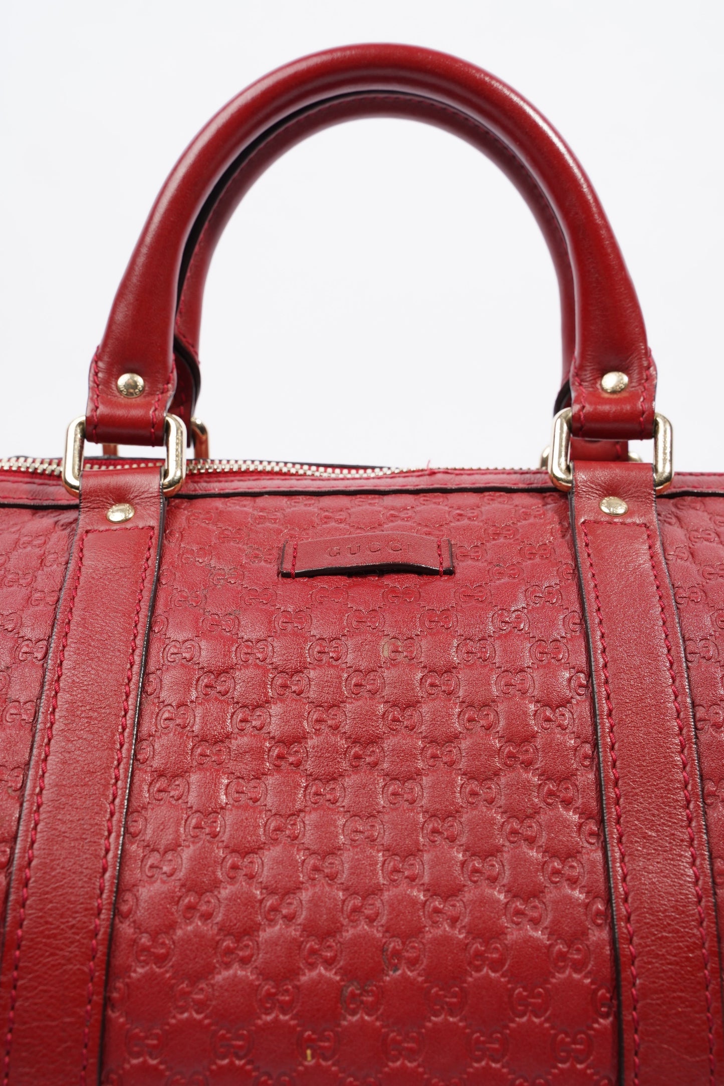 Gucci Boston Bag Red Microguccissima GG Embossed Leather