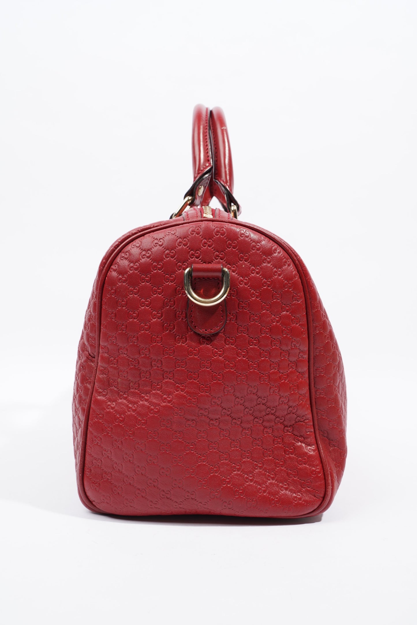 Gucci Boston Bag Red Microguccissima GG Embossed Leather