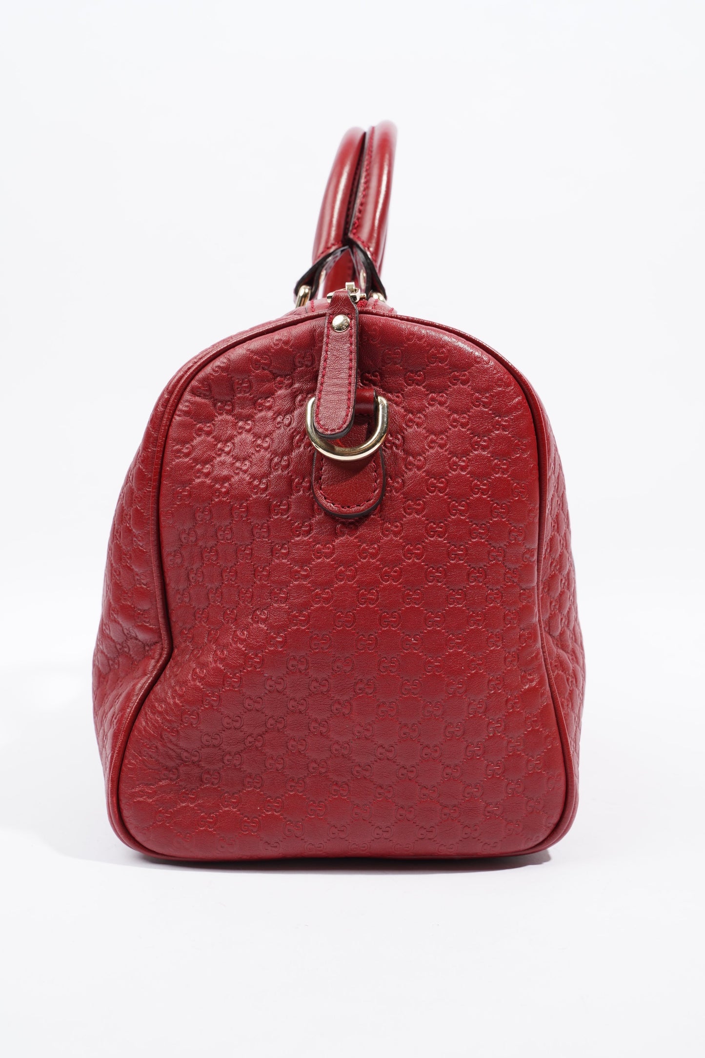 Gucci Boston Bag Red Microguccissima GG Embossed Leather