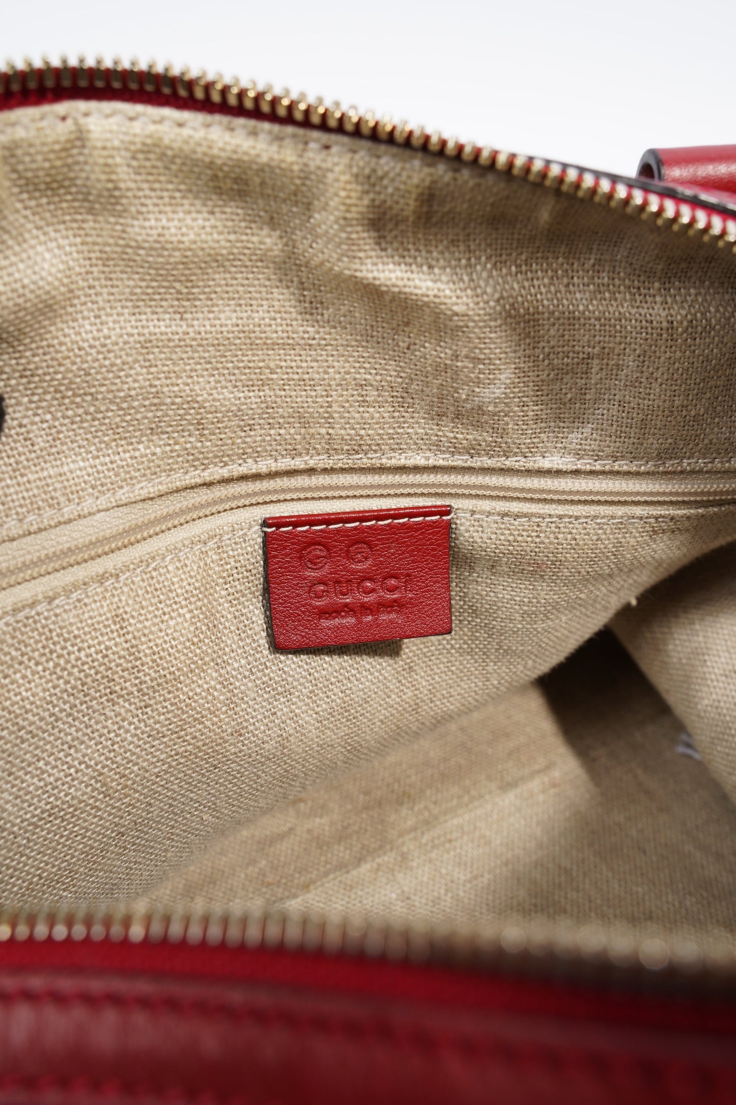 Gucci Boston Bag Red Microguccissima GG Embossed Leather
