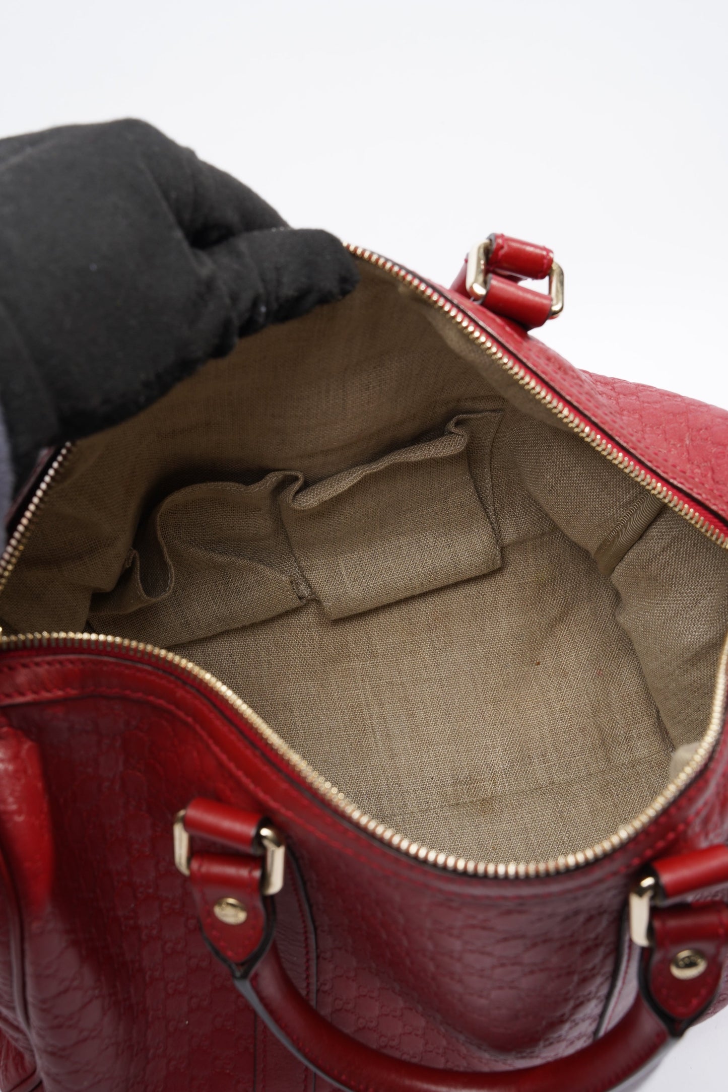 Gucci Boston Bag Red Microguccissima GG Embossed Leather