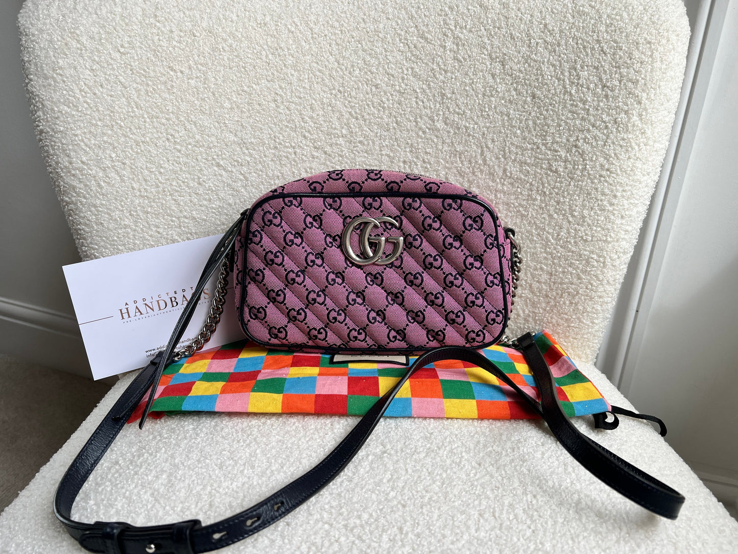 Gucci GG Marmont Pink Canvas Small Shoulder Bag (RRP £1050)