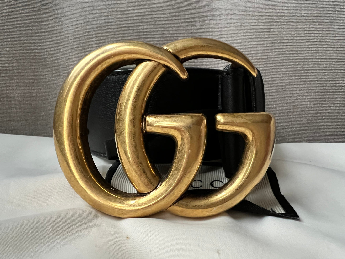 Gucci GG 2015 Re edition Marmont Black Wide Leather Belt with Gold Buckle (RRP £380)