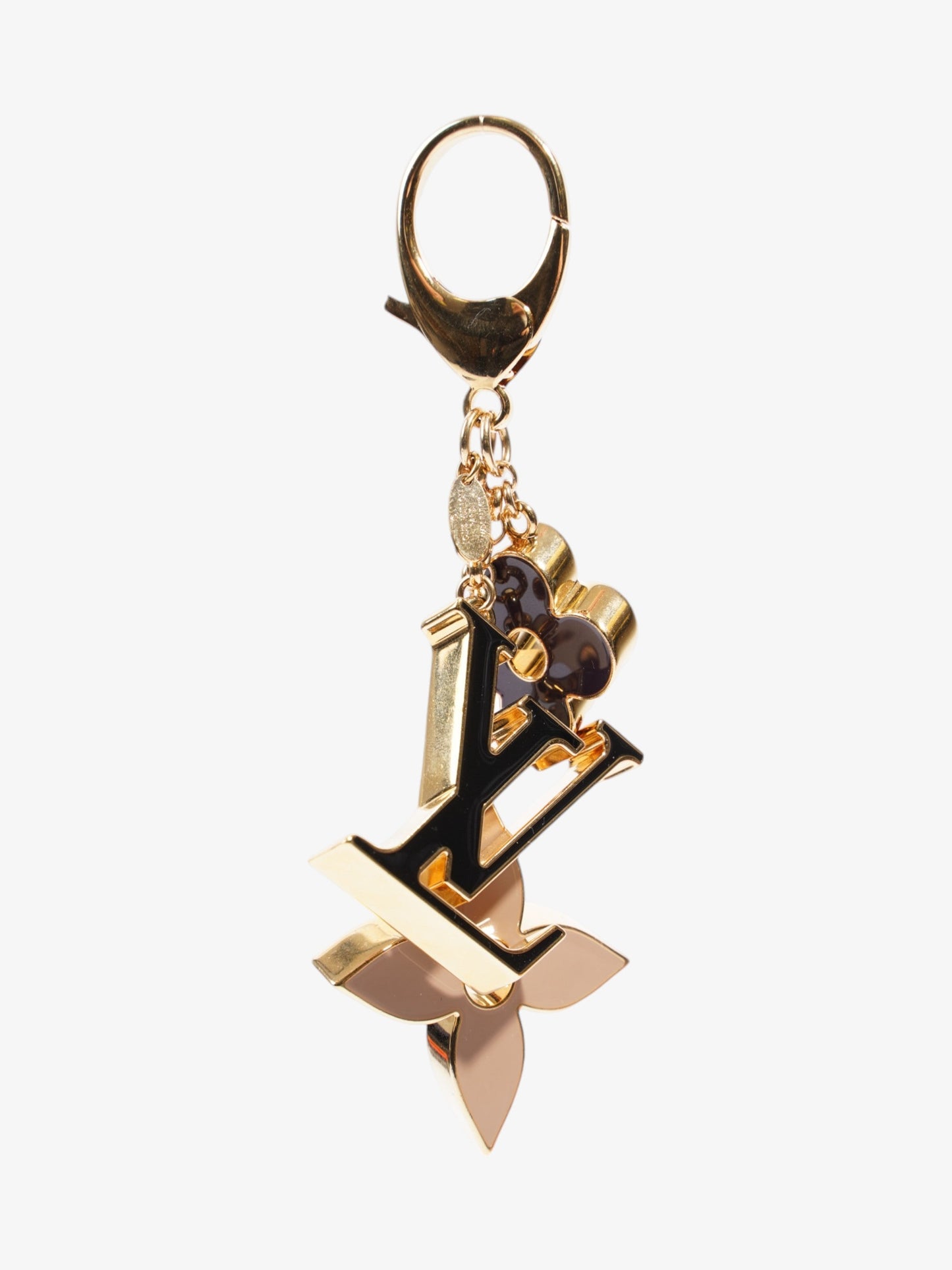 Louis Vuitton Fleur De Monogram Bag Charm Gold / Black / Beige Base Metal