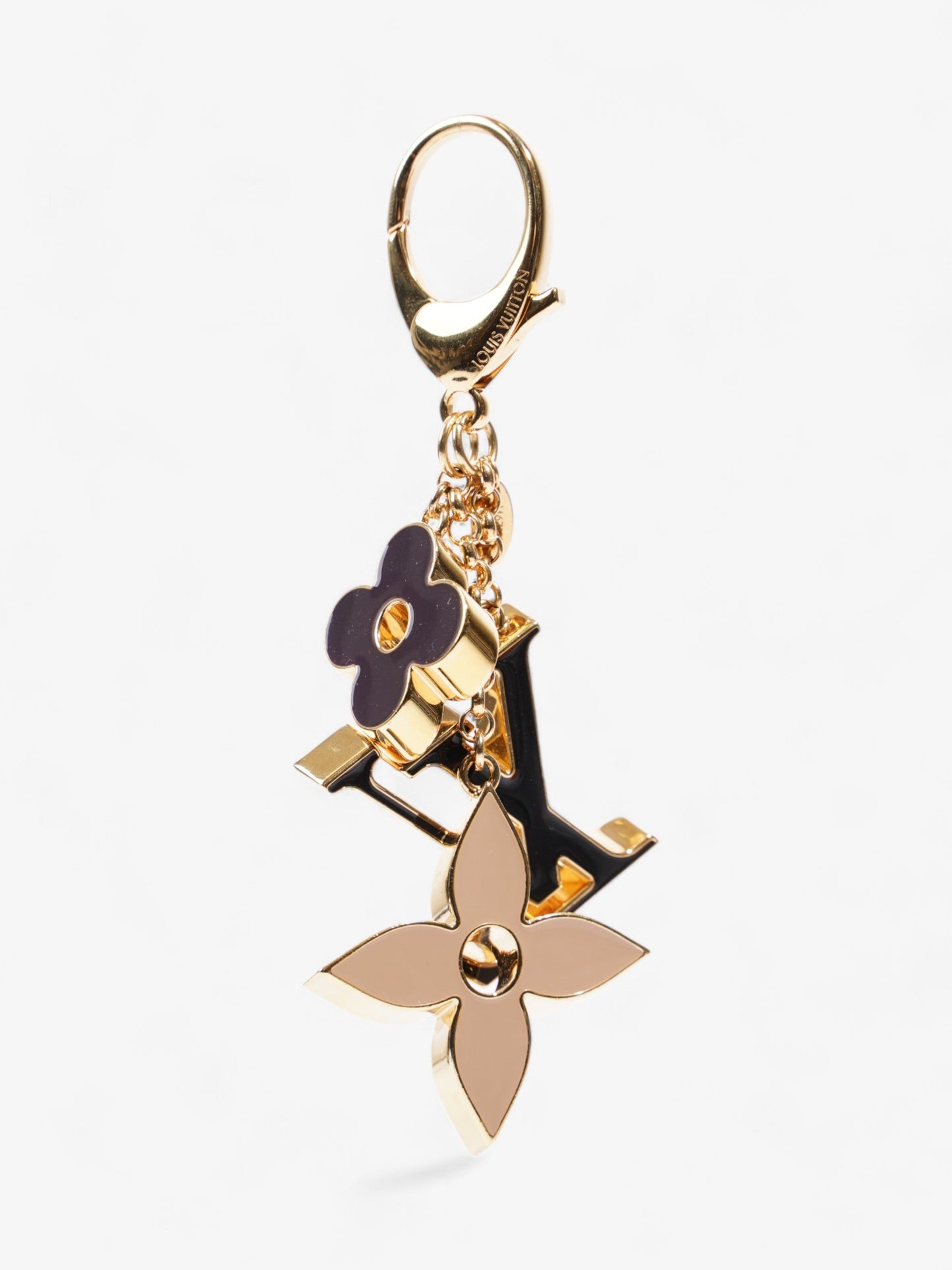 Louis Vuitton Fleur De Monogram Bag Charm Gold / Black / Beige Base Metal