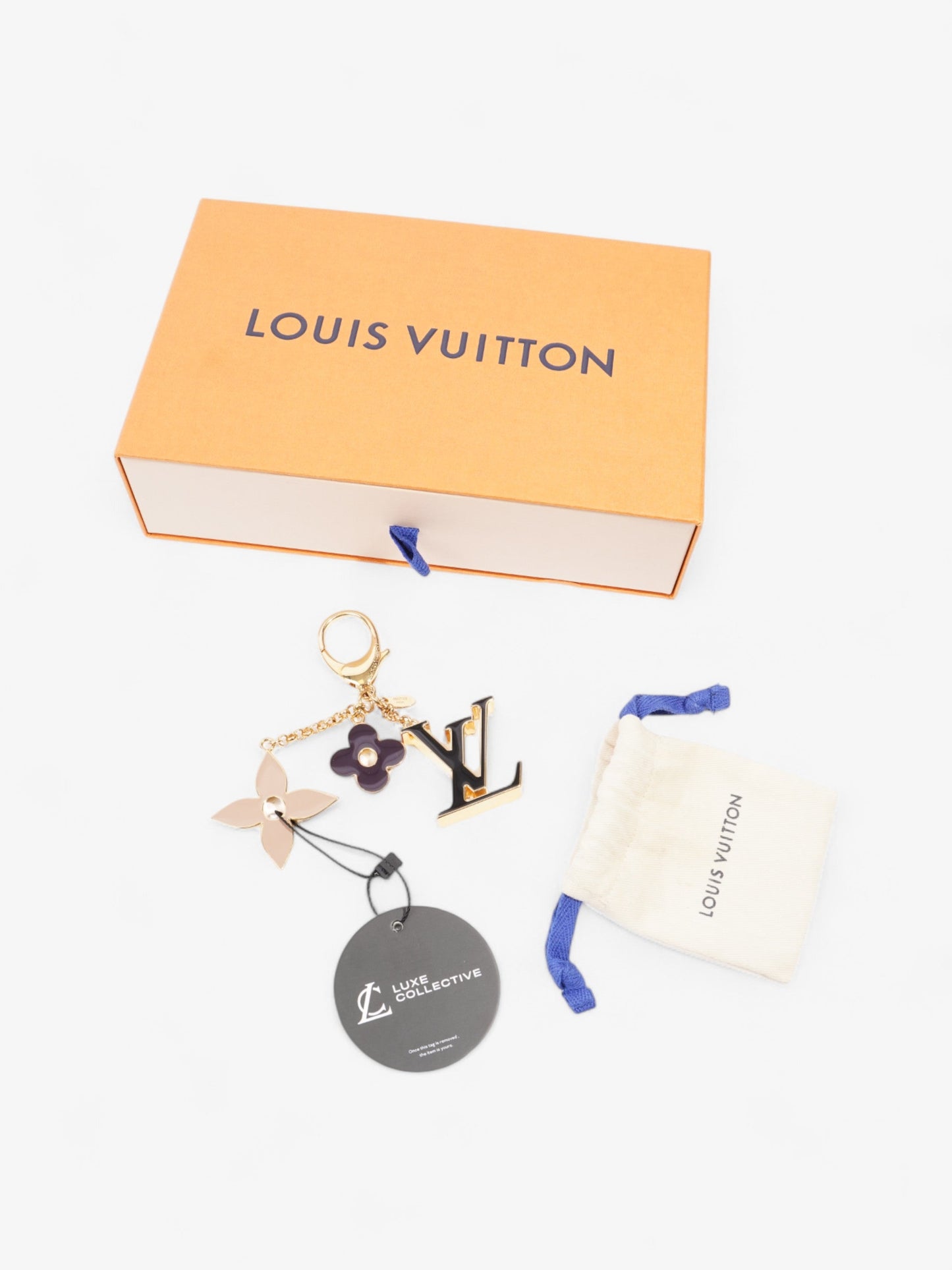Louis Vuitton Fleur De Monogram Bag Charm Gold / Black / Beige Base Metal