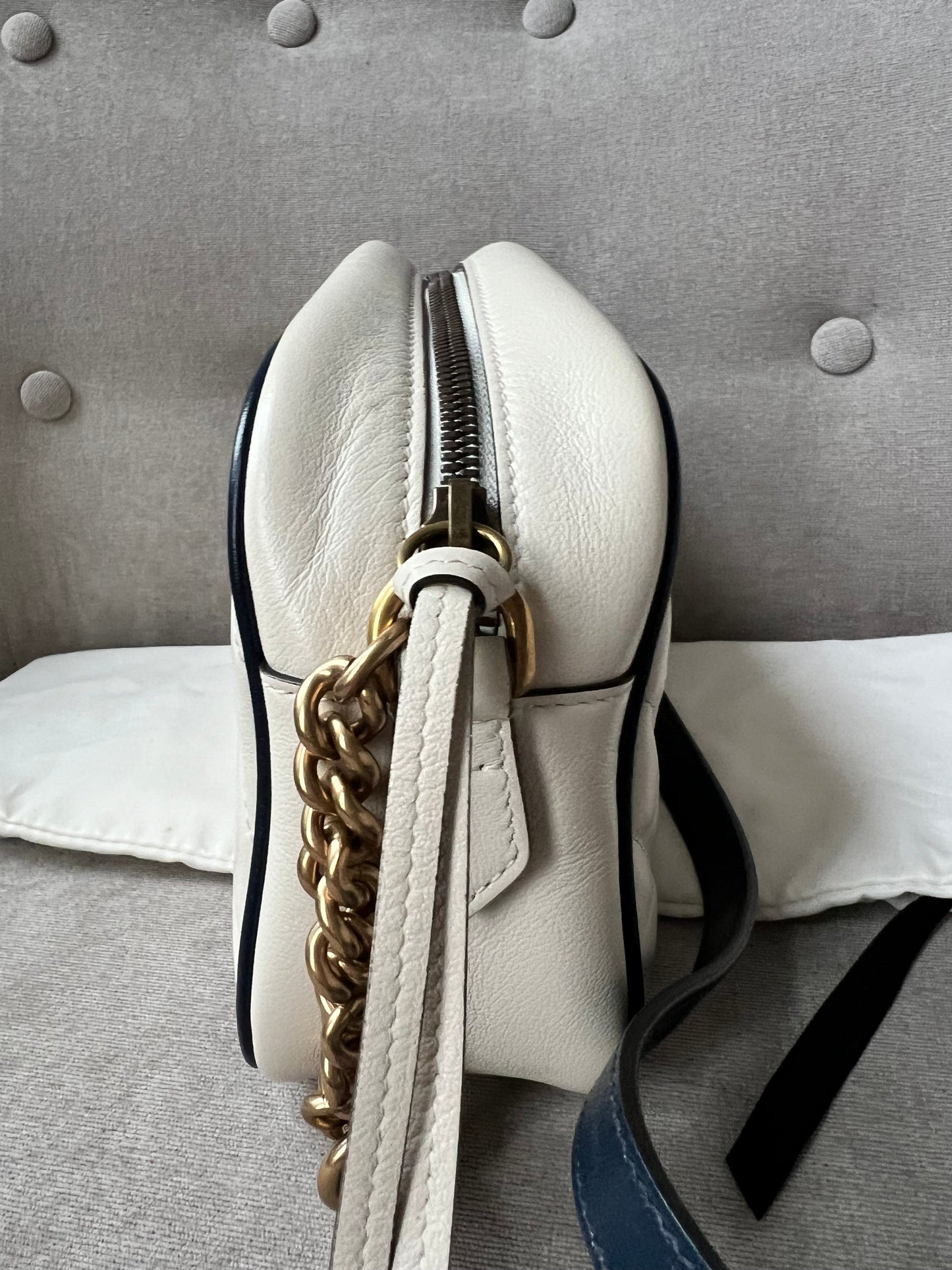 Gucci Torchon GG White Marmont Small Shoulder Bag (RRP £1180)