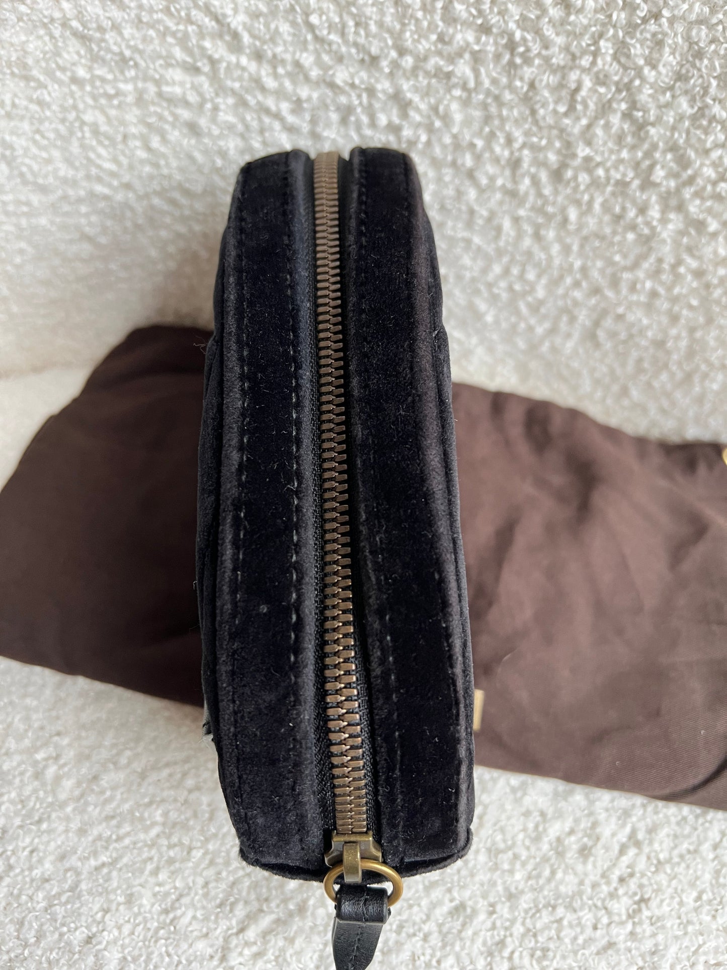 Gucci GG Black Velvet Marmont Belt Bag