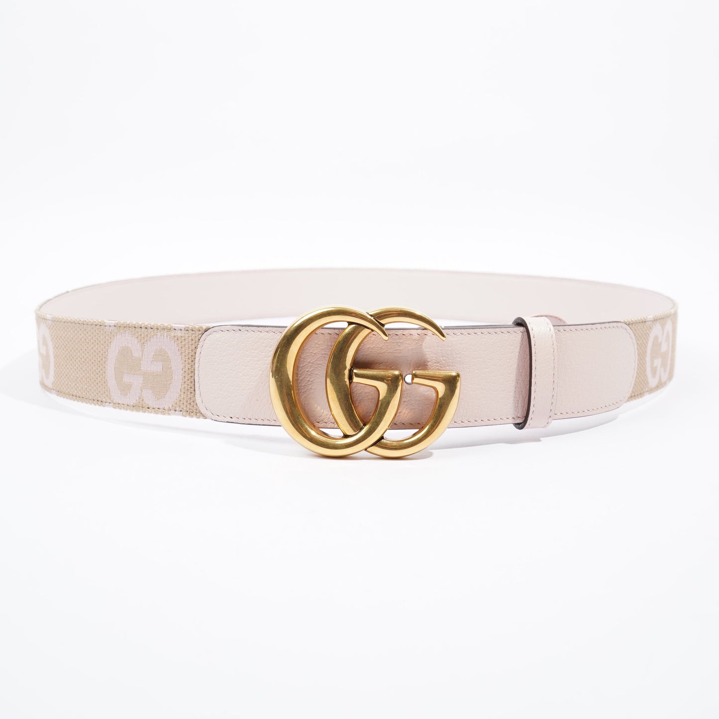 Gucci GG Marmont jumbo Belt Beige And Pink GG Supreme Leather 115cm 46"