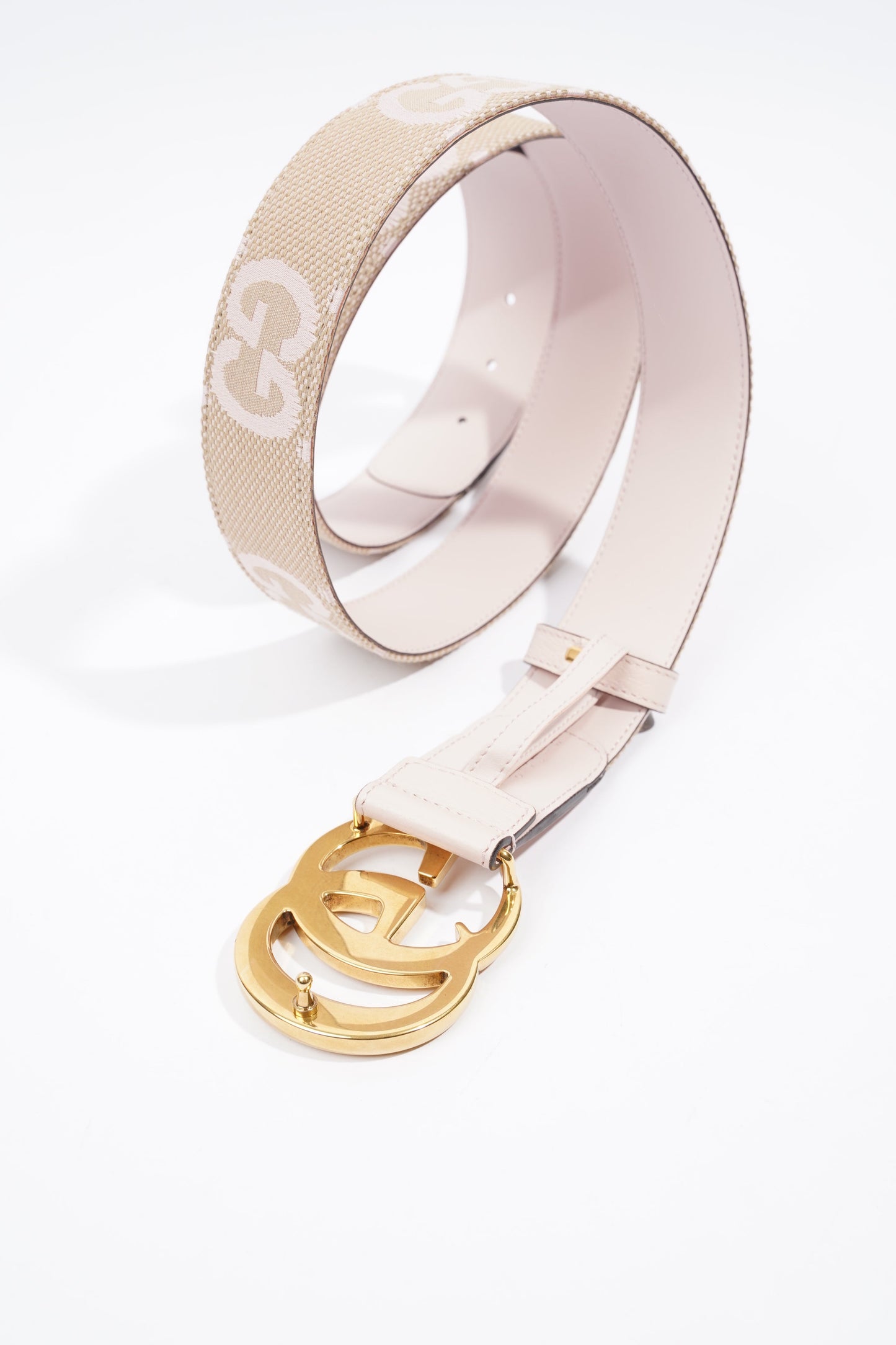 Gucci GG Marmont jumbo Belt Beige And Pink GG Supreme Leather 115cm 46"