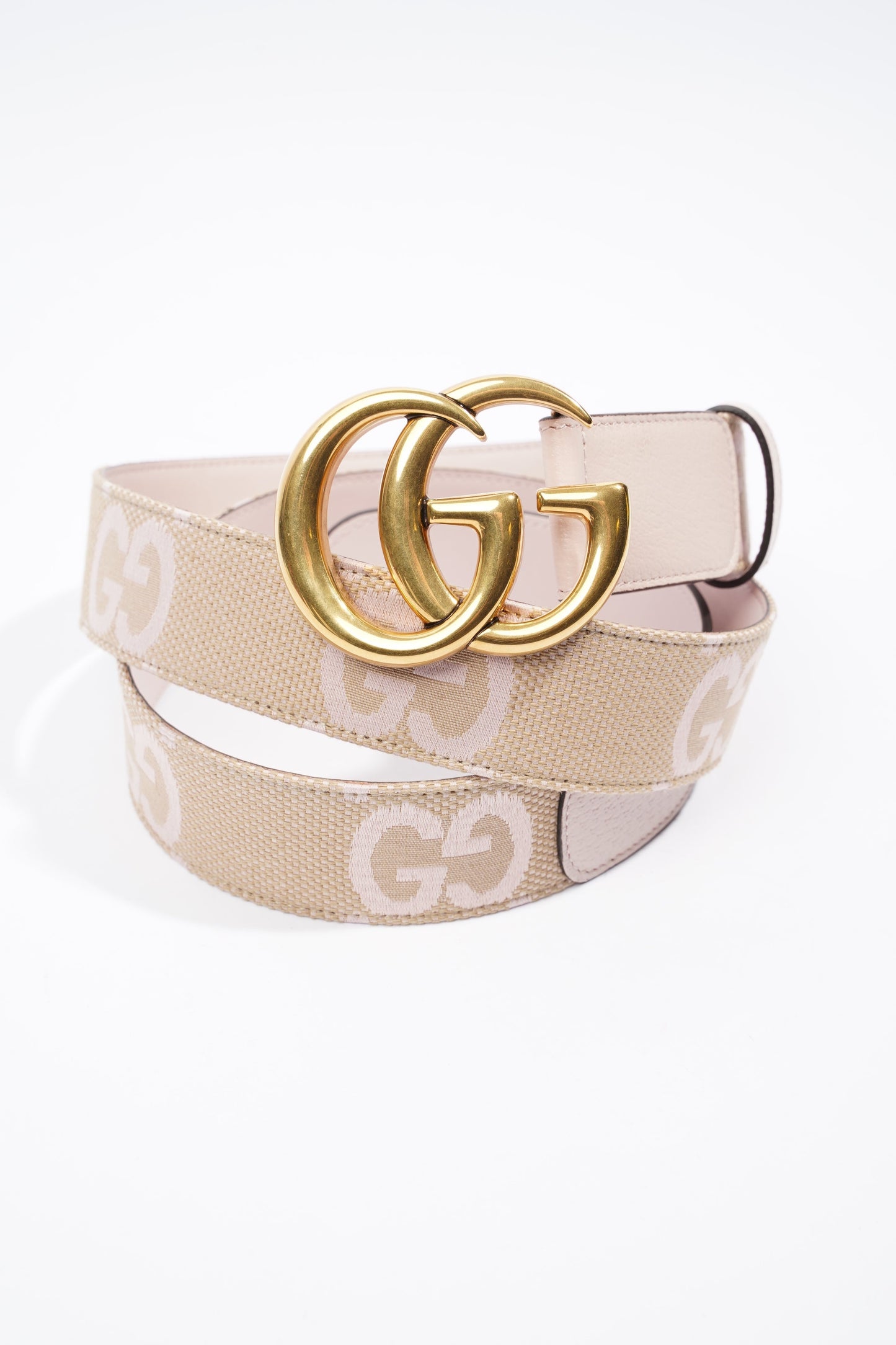 Gucci GG Marmont jumbo Belt Beige And Pink GG Supreme Leather 115cm 46"