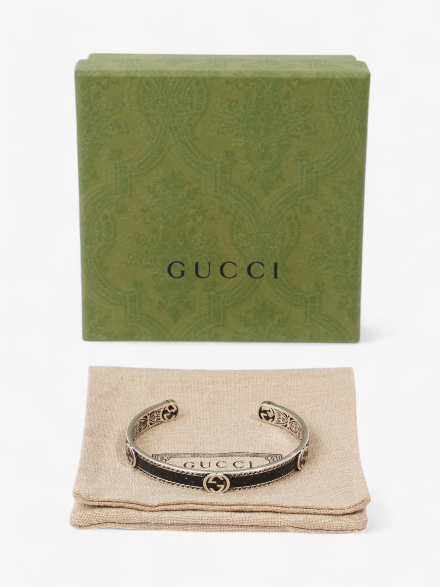 Gucci Interlocking G Bangle Black / Silver Silver Sterling 19
