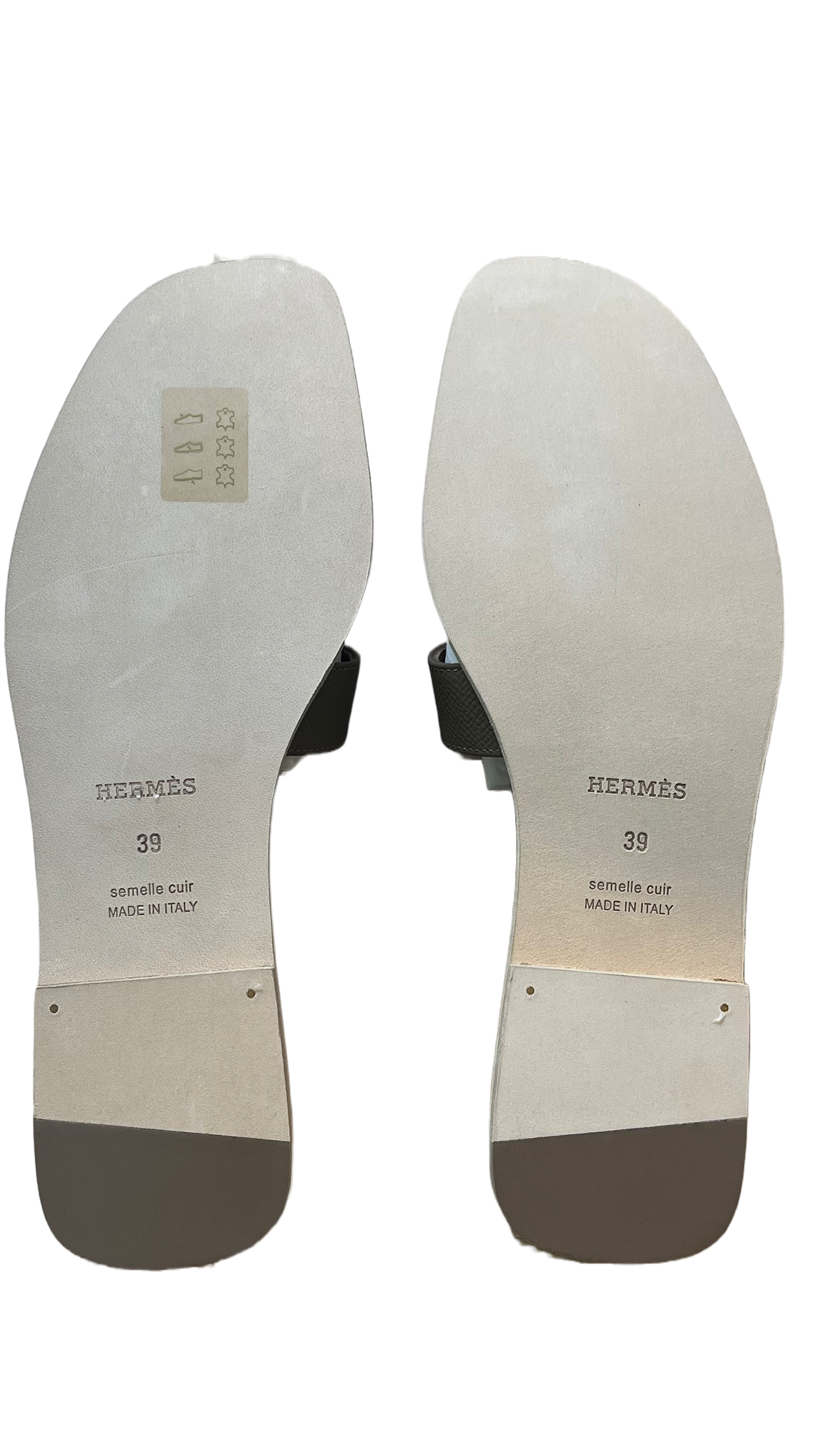Hermes Oran Epsom Leather Sandals, Etoupe