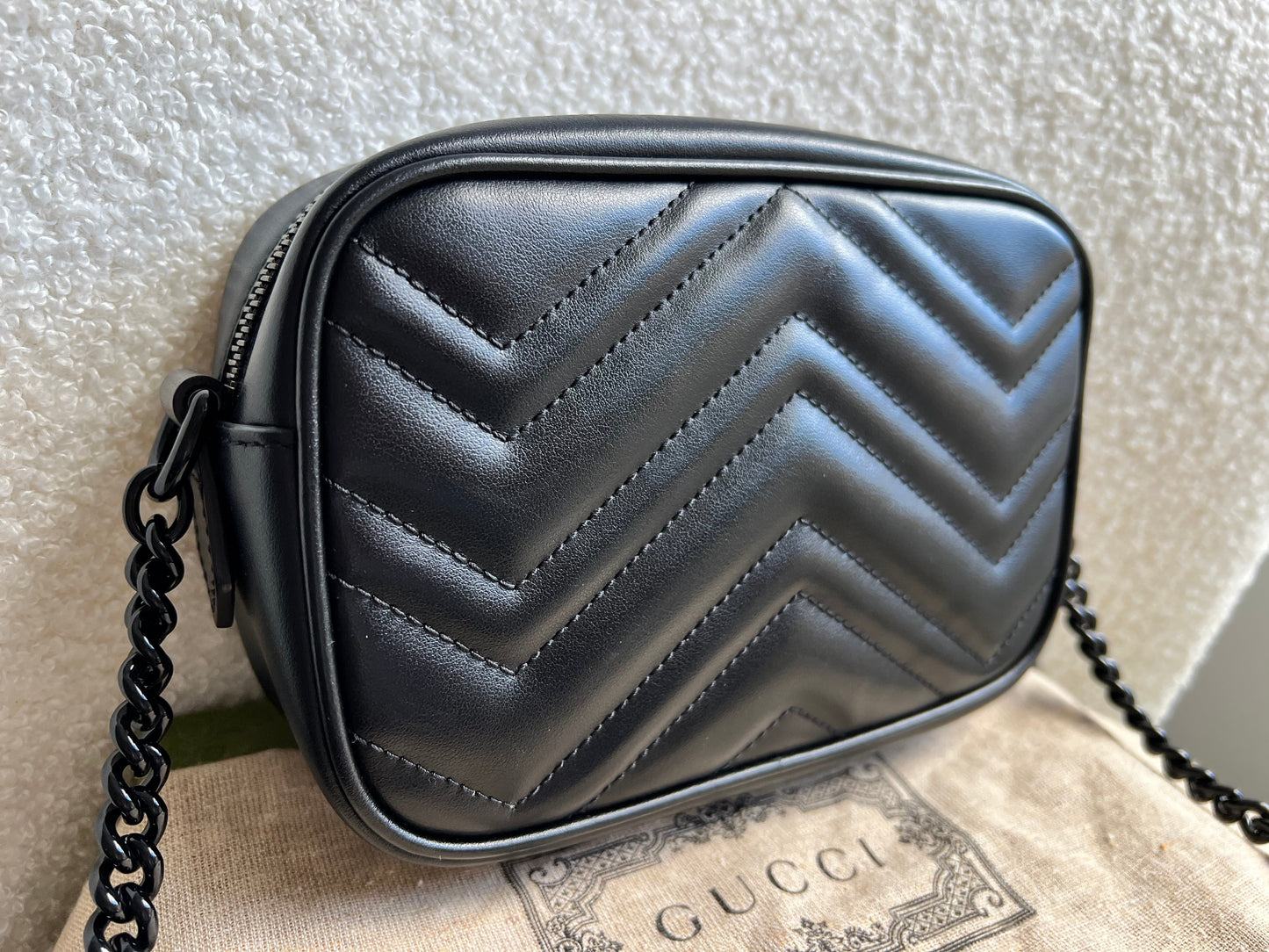 Gucci GG Black on Black Marmont Mini Shoulder Bag (RRP £1,160)