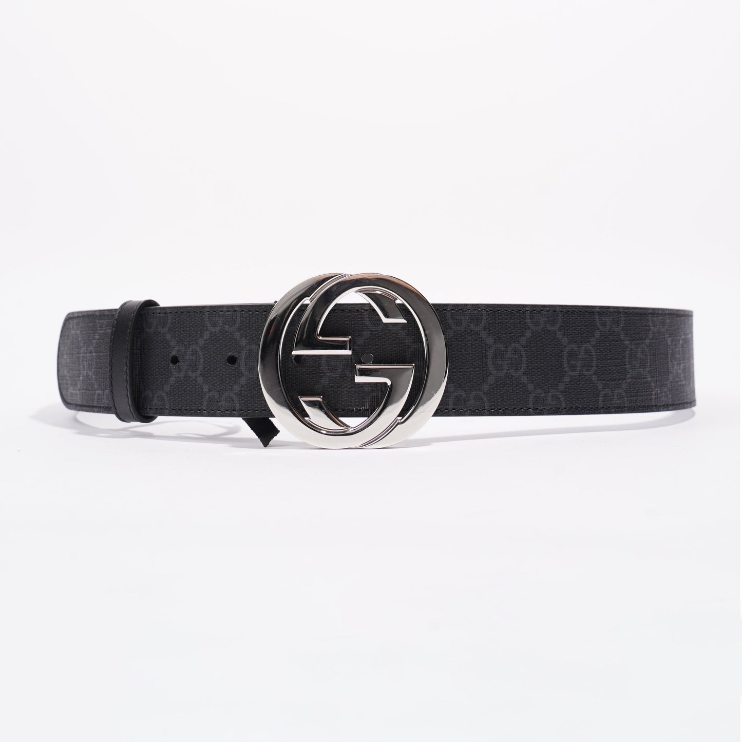 Gucci GG Supreme Belt With G Buckle Black / Grey Canvas 85cm 34'