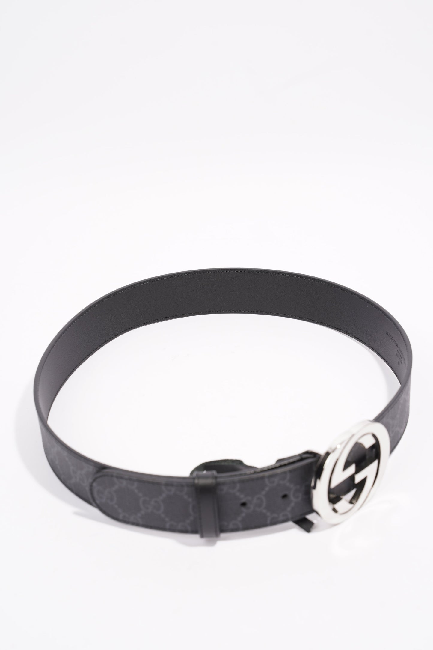 Gucci GG Supreme Belt With G Buckle Black / Grey Canvas 85cm 34'