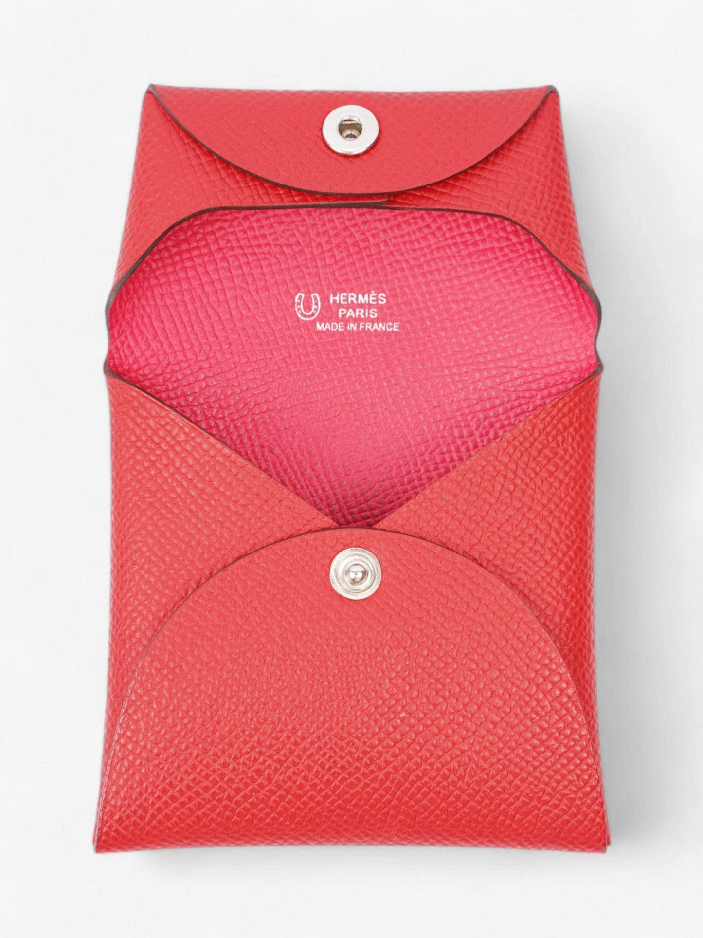 Hermes Bastia Change Purse Red Calfskin Leather