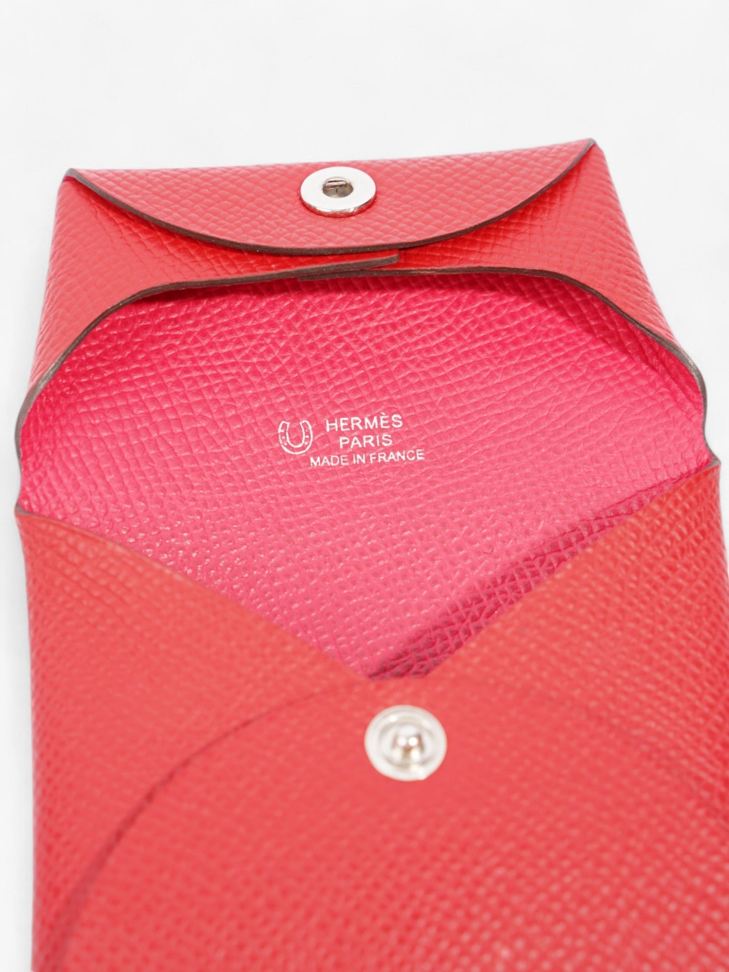 Hermes Bastia Change Purse Red Calfskin Leather