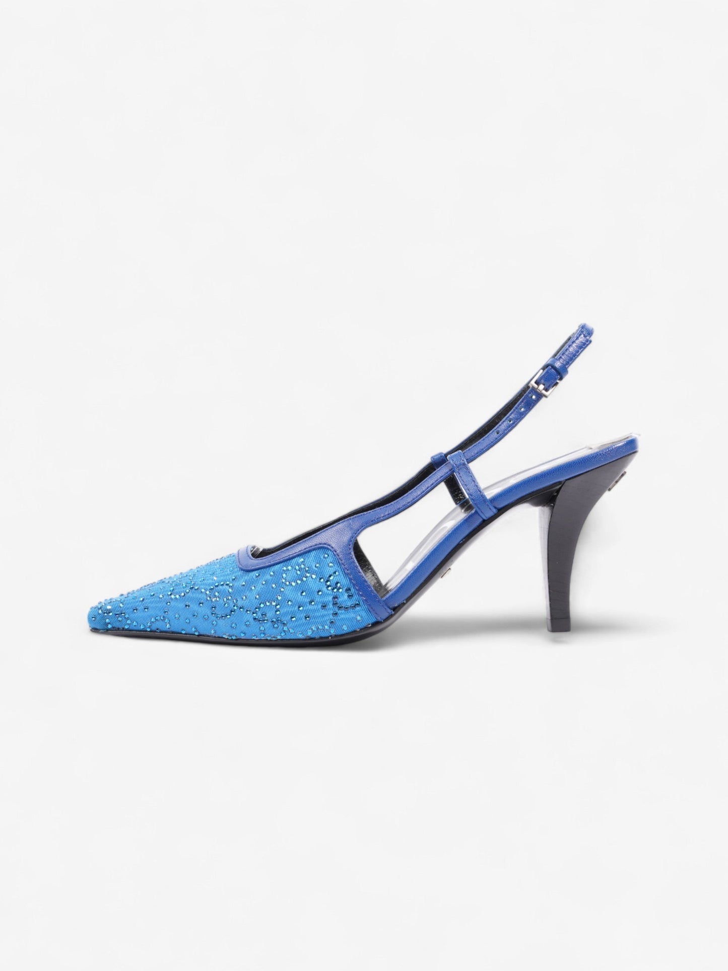 Gucci GG Slingback Pumps 70mm Blue Fabric EU 35 UK 2