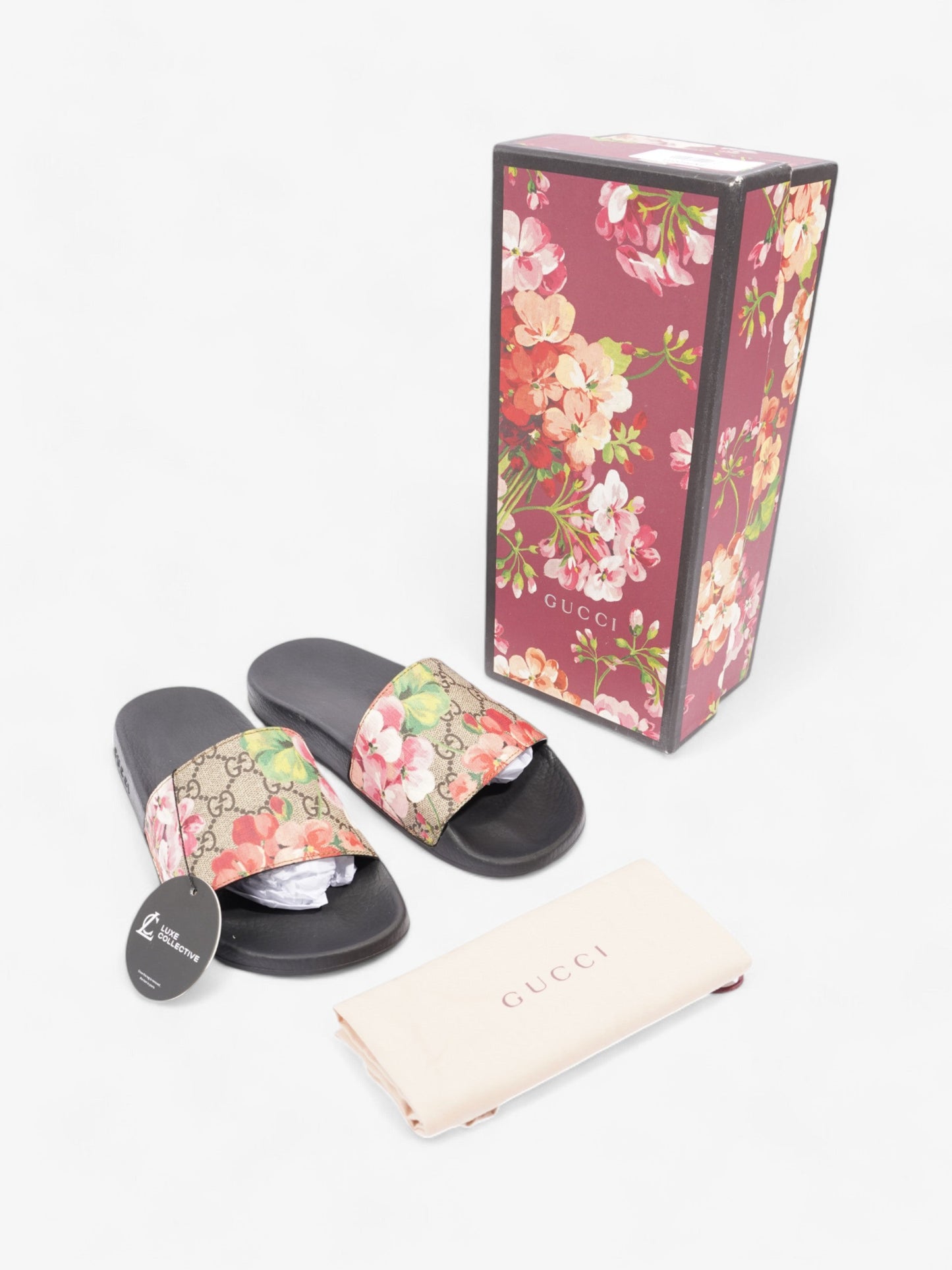 Gucci GG Supreme Blooms Floral Slides Beige  / Floral Canvas EU 38 UK 5