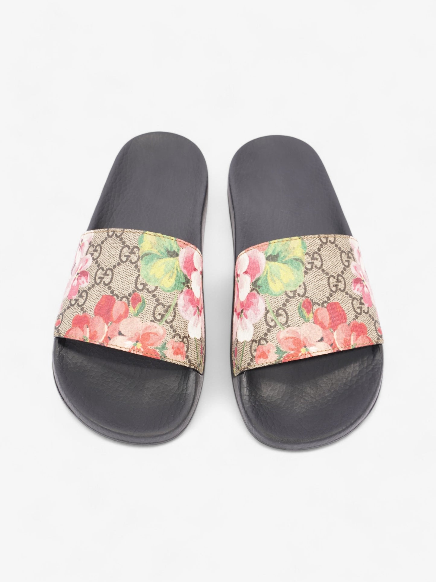 Gucci GG Supreme Blooms Floral Slides Beige  / Floral Canvas EU 38 UK 5