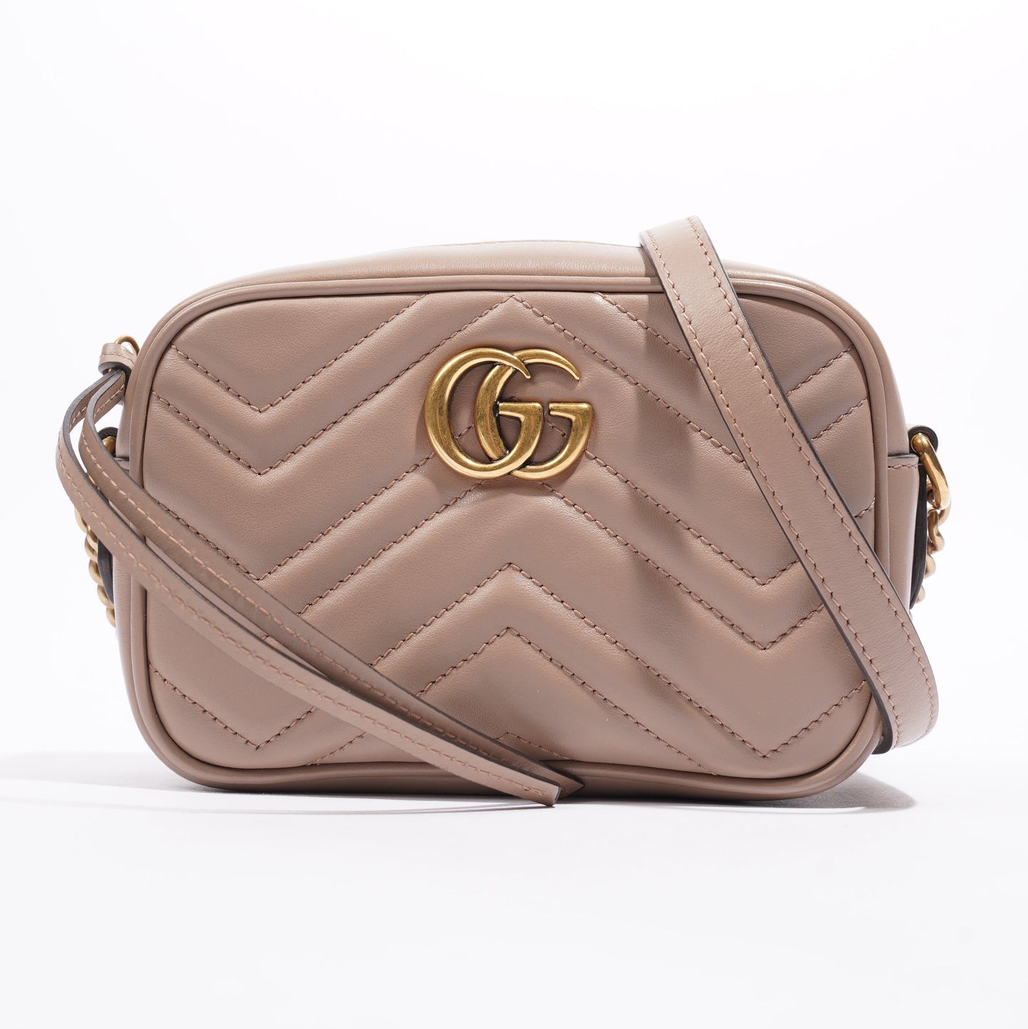 Gucci GG Marmont Dusty Pink Matelasse Leather Mini