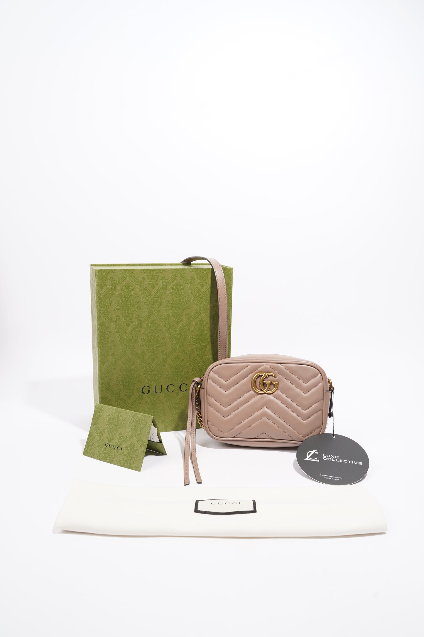 Gucci GG Marmont Dusty Pink Matelasse Leather Mini