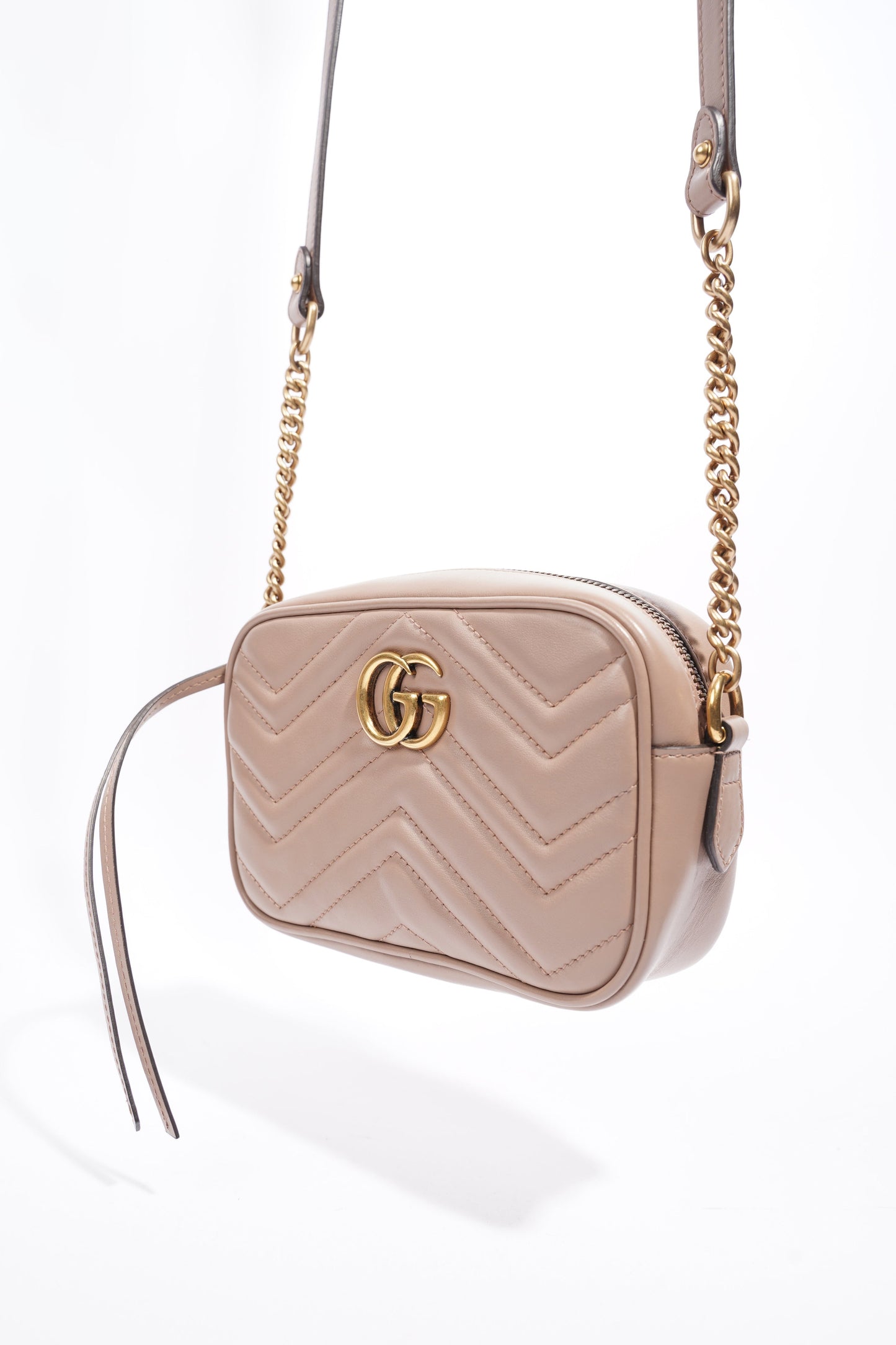 Gucci GG Marmont Dusty Pink Matelasse Leather Mini