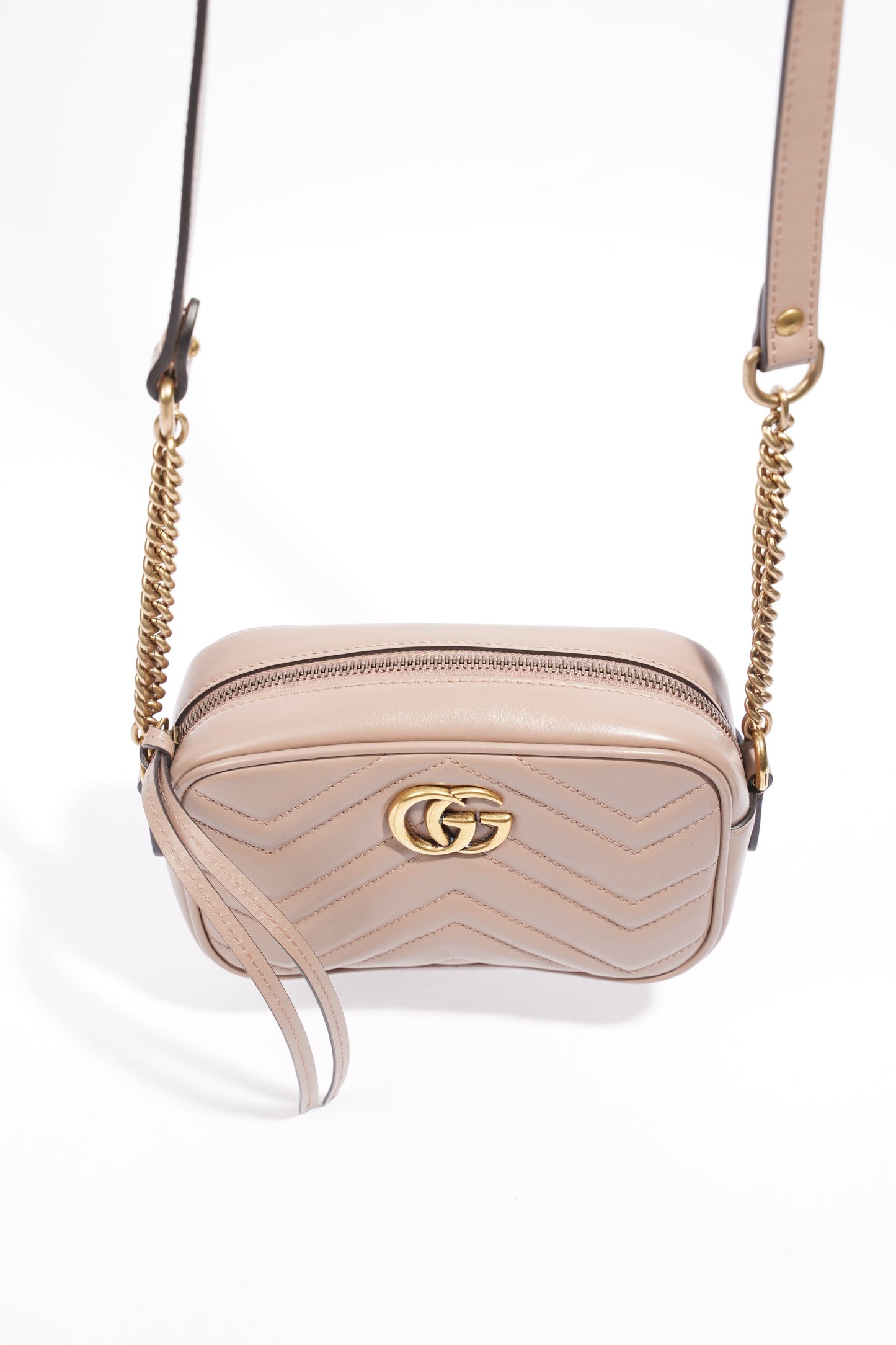 Gucci GG Marmont Dusty Pink Matelasse Leather Mini