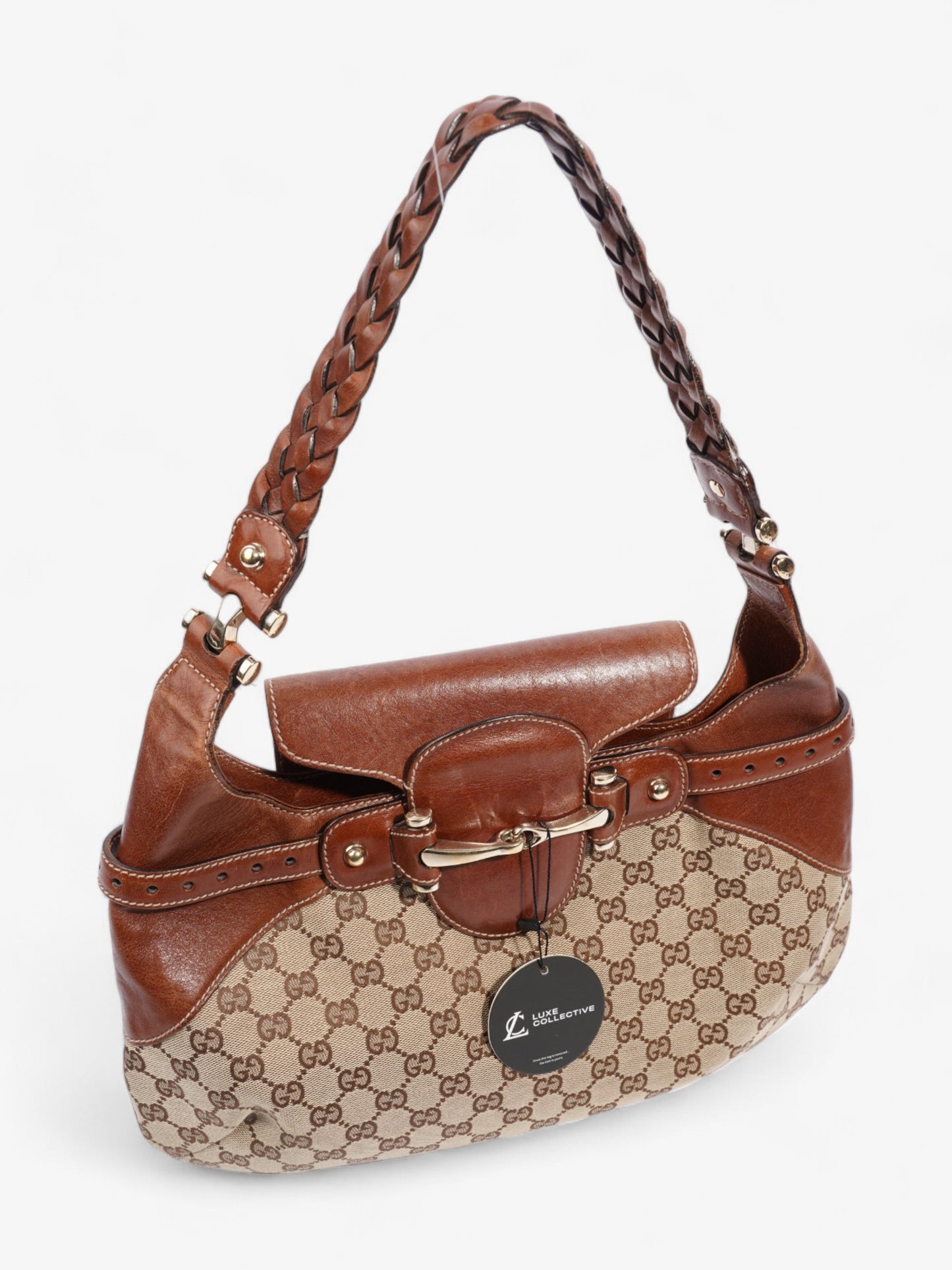 Gucci Horsebit Flap Beige And Ebony GG Supreme / Brown Canvas