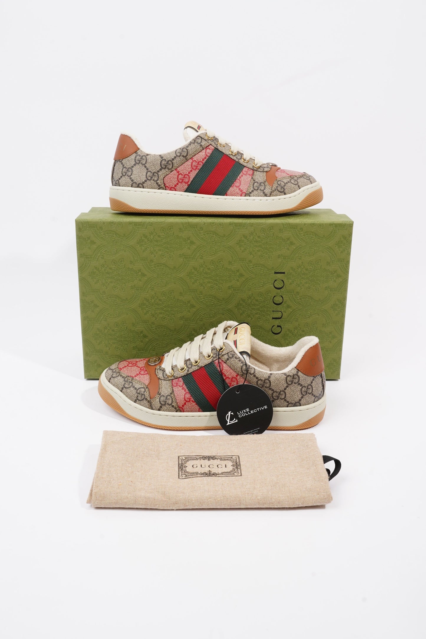 Gucci Screener Sneaker Supreme / Green / Red Canvas EU 36 UK 3