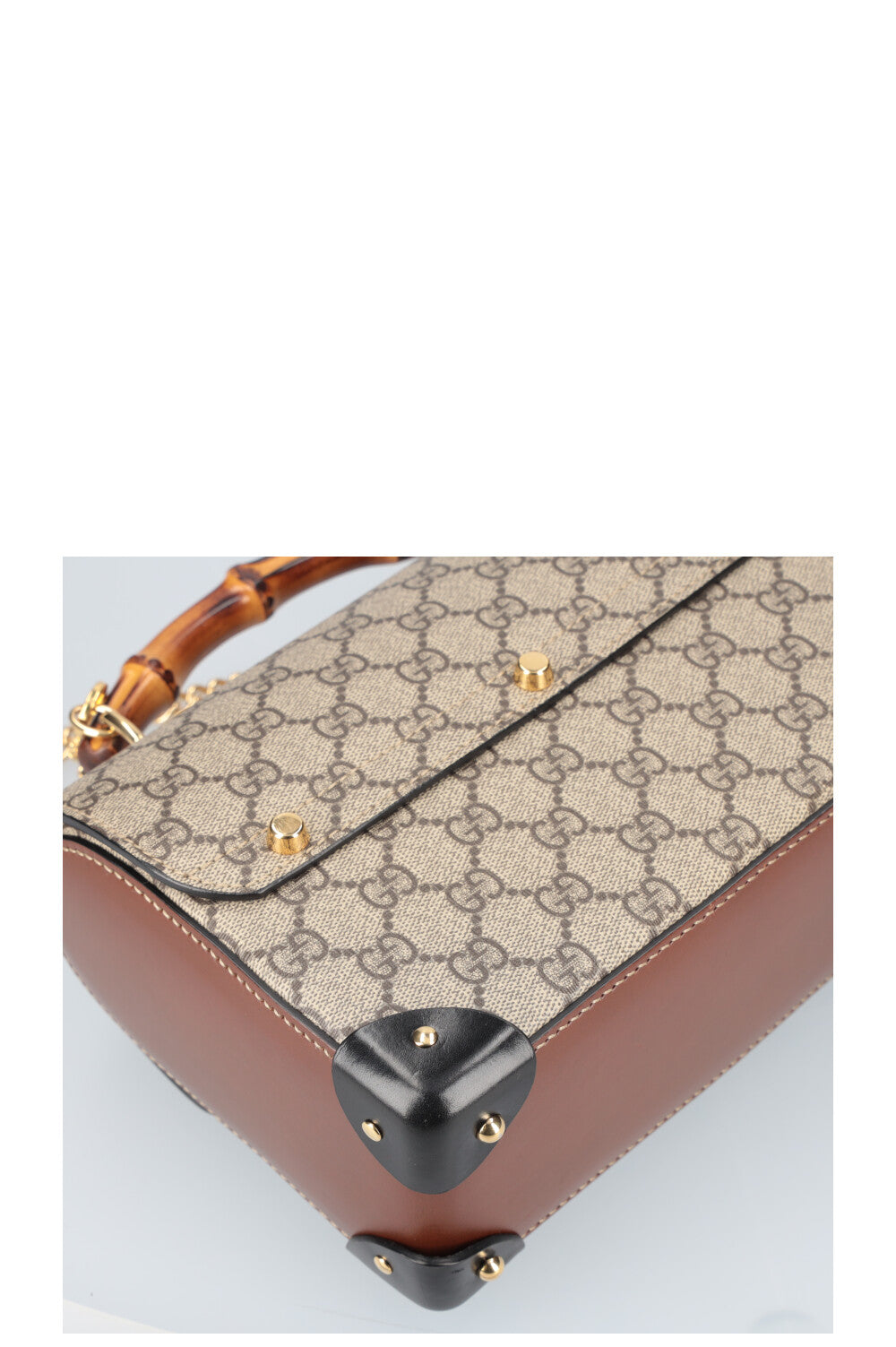 GUCCI Padlock Bamboo Bag GG Black Brown