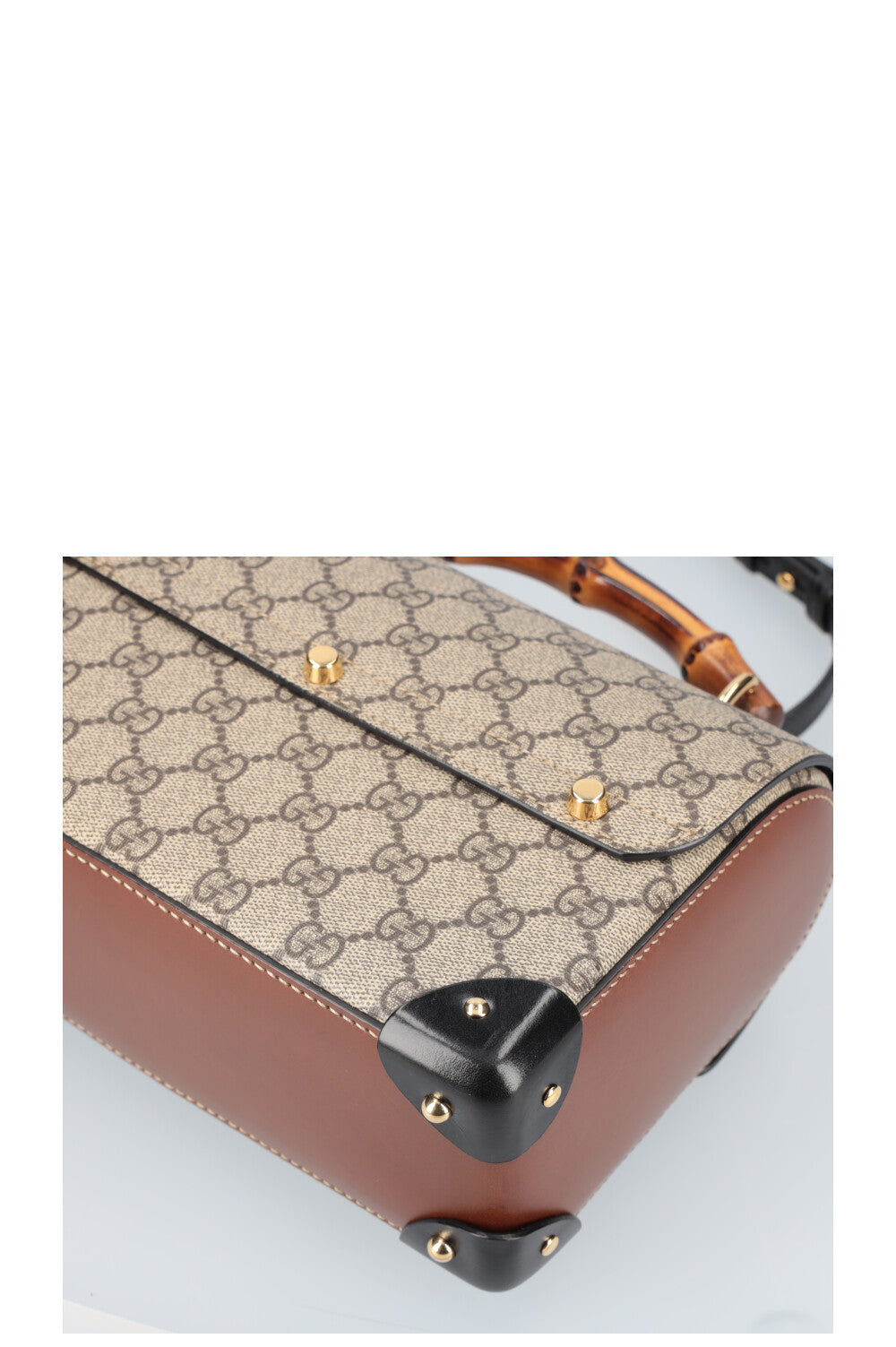 GUCCI Padlock Bamboo Bag GG Black Brown