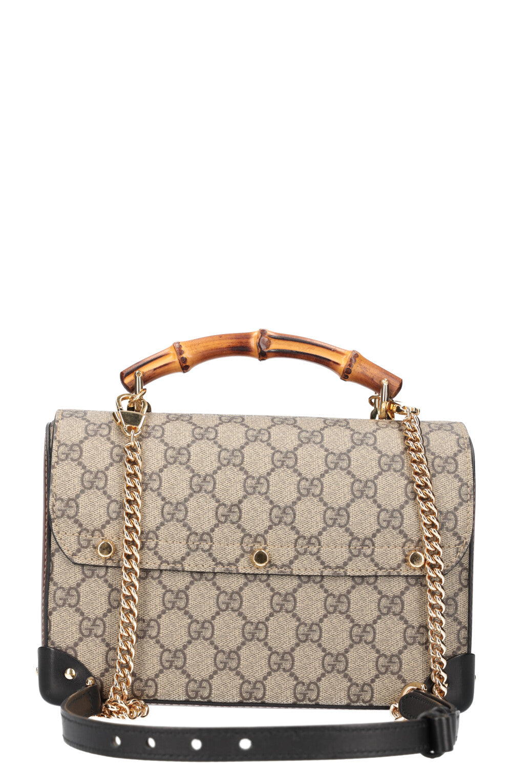 GUCCI Padlock Bamboo Bag GG Black Brown