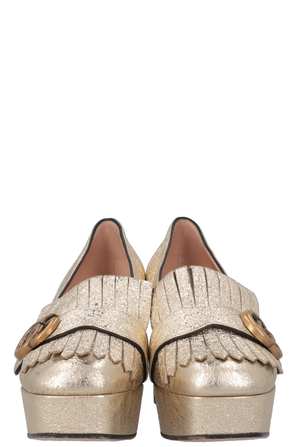 GUCCI GG Marmont Platform Heels Gold