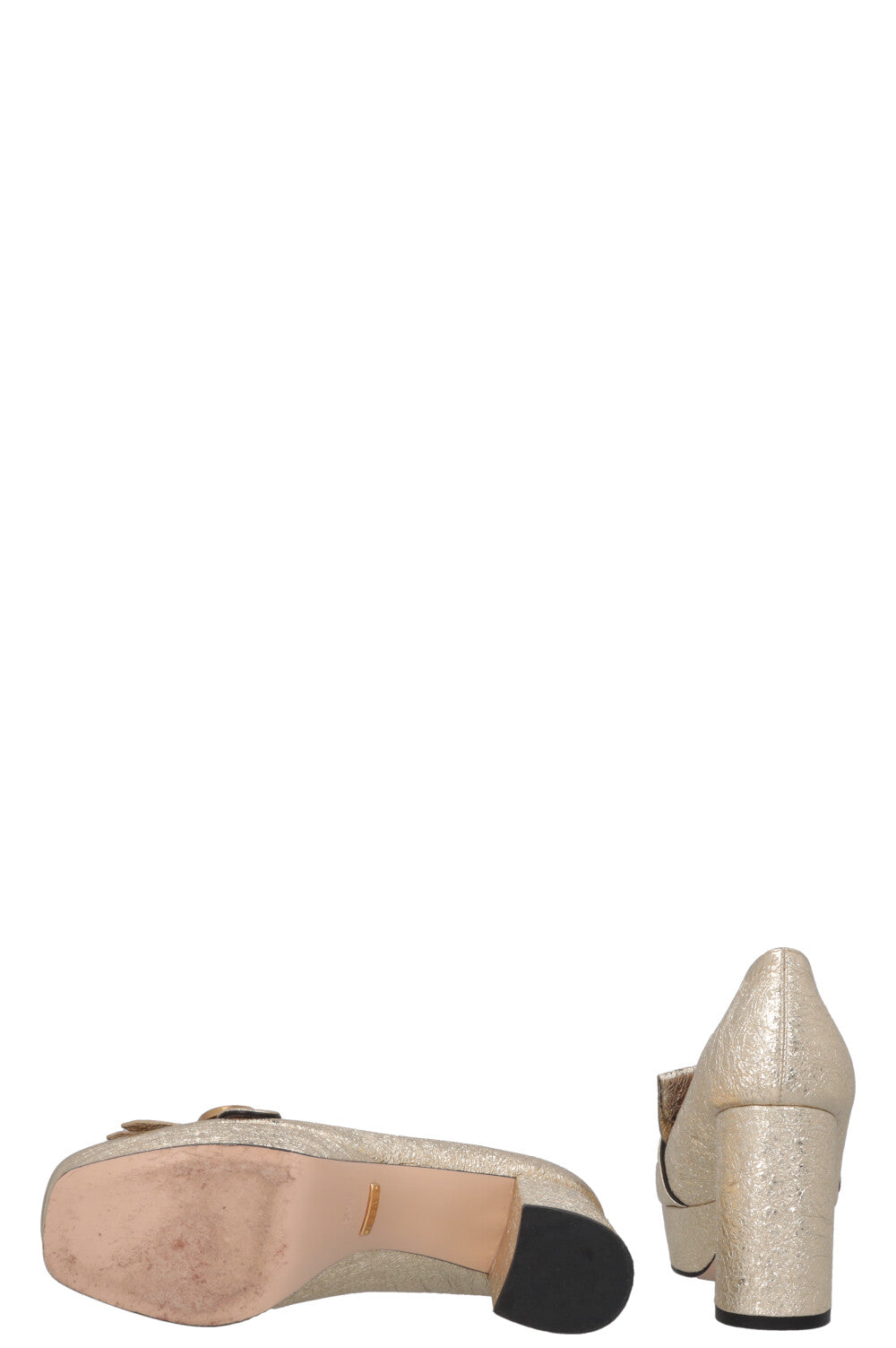 GUCCI GG Marmont Platform Heels Gold