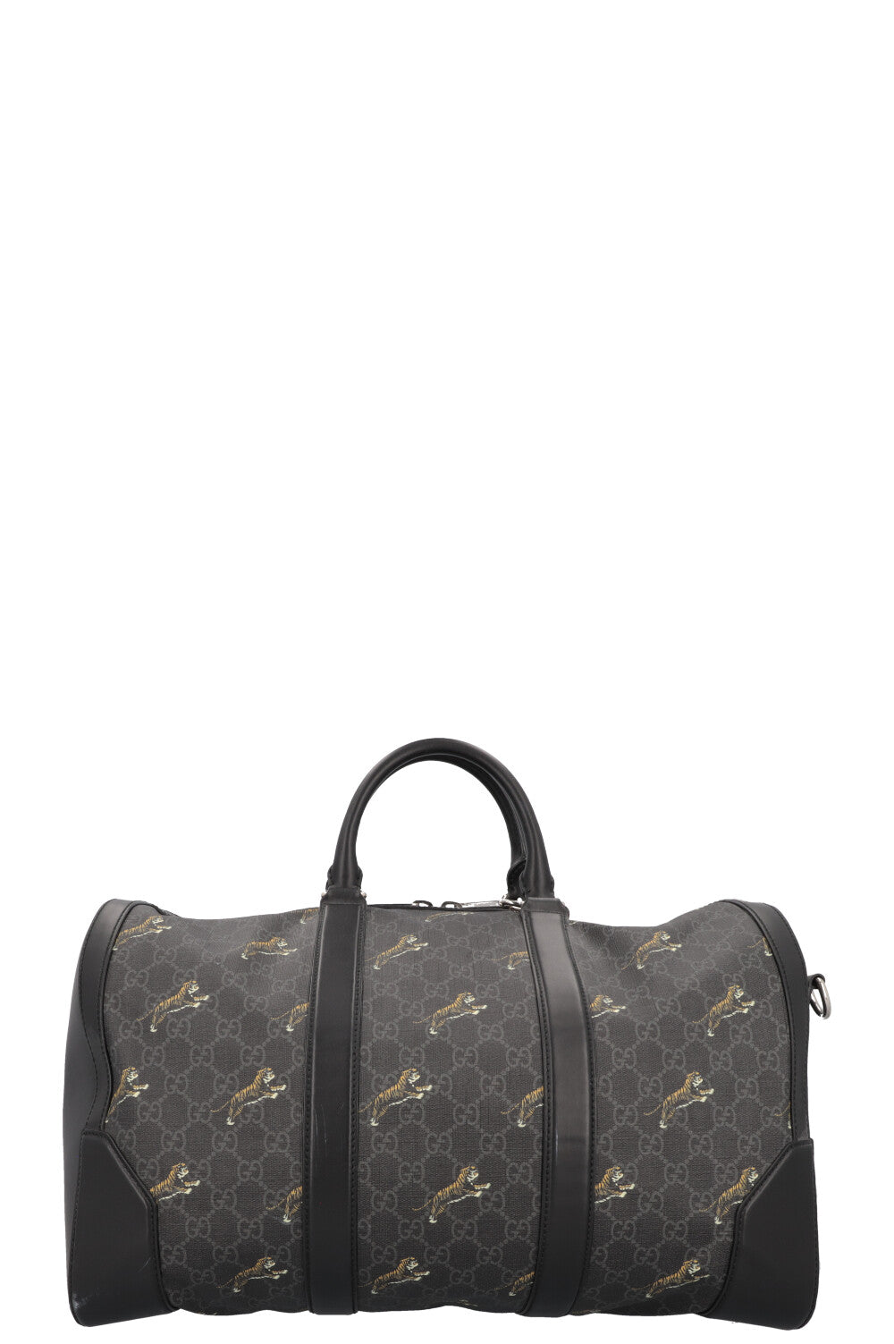 GUCCI Tiger Supreme Canvas Bowling Bag Charcoal