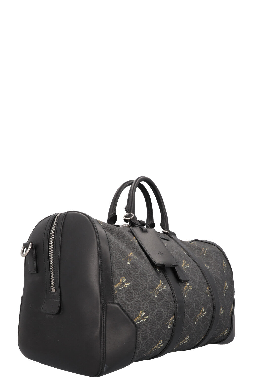 GUCCI Tiger Supreme Canvas Bowling Bag Charcoal