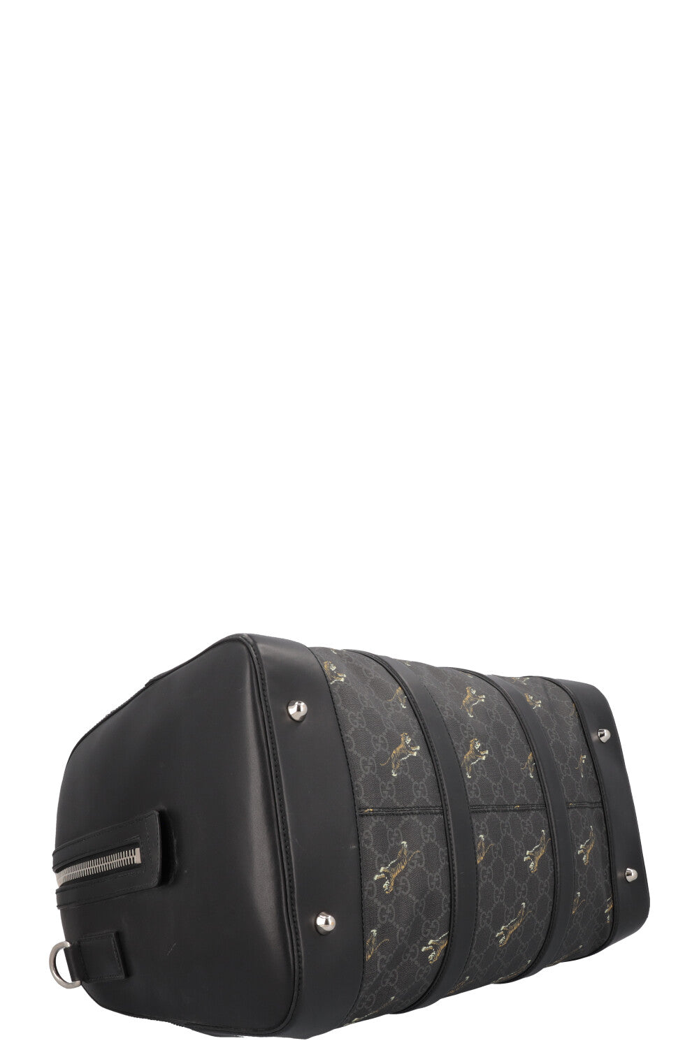 GUCCI Tiger Supreme Canvas Bowling Bag Charcoal