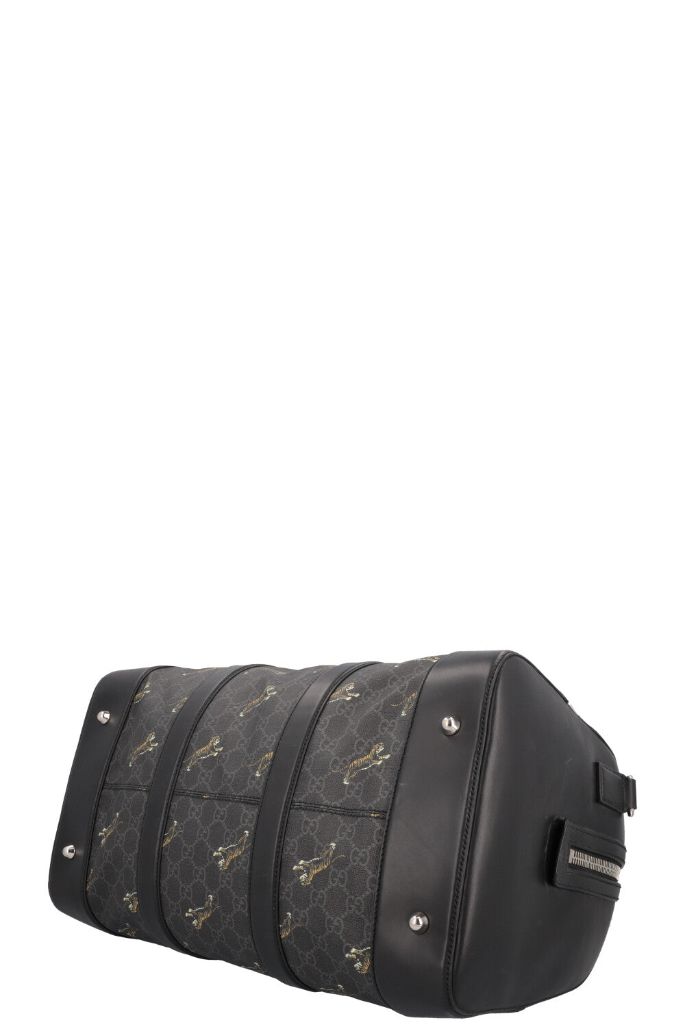 GUCCI Tiger Supreme Canvas Bowling Bag Charcoal