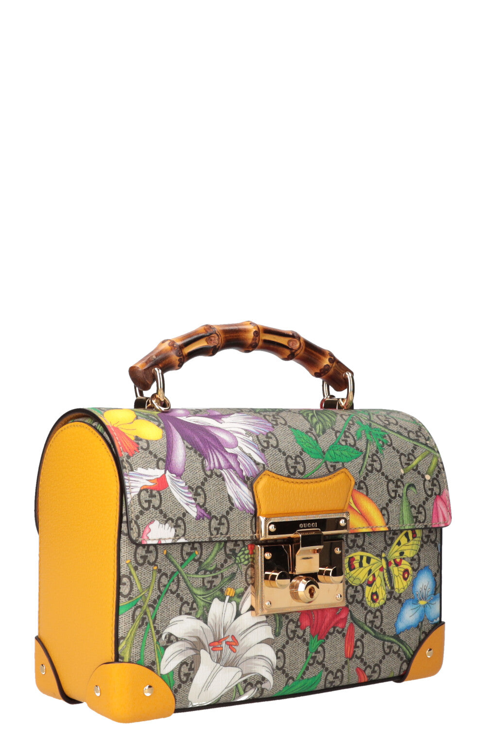 GUCCI Padlock Bamboo Bag Flora GG