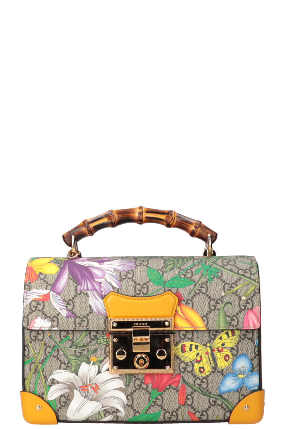 GUCCI Padlock Bamboo Bag Flora GG