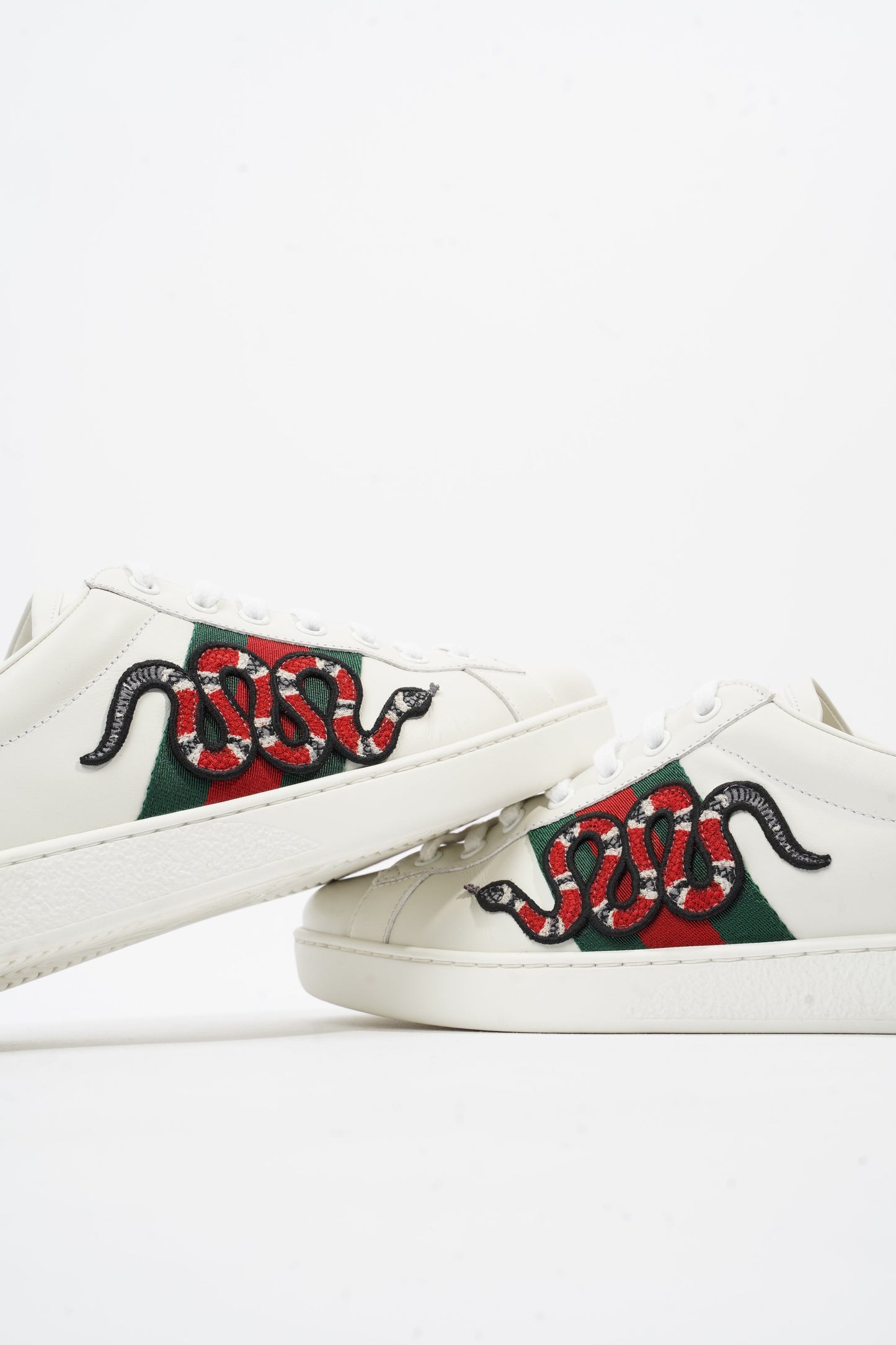 Gucci Ace Arg Snake White / Red / Green Leather EU 42.5 UK 8.5