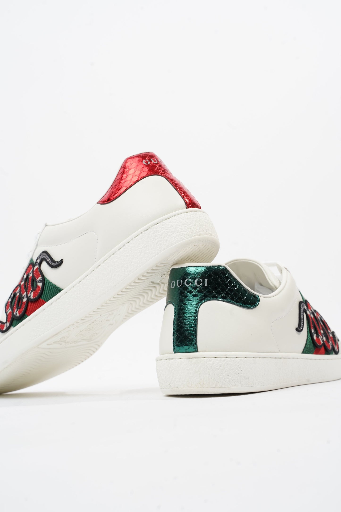 Gucci Ace Arg Snake White / Red / Green Leather EU 42.5 UK 8.5